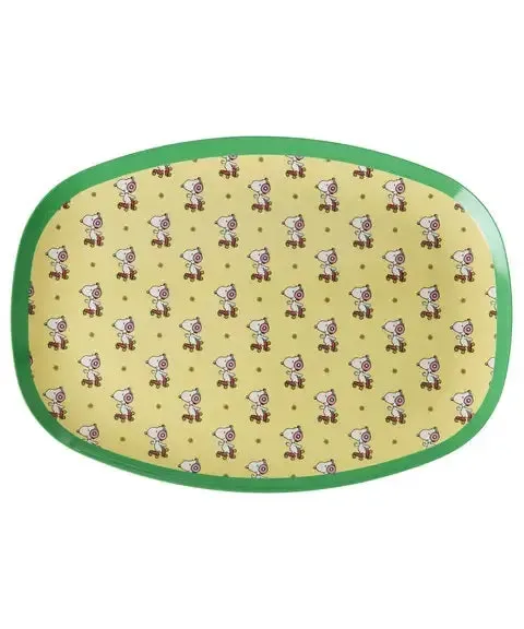 Melamine Rectangular Plate with Yellow Snoopy Print