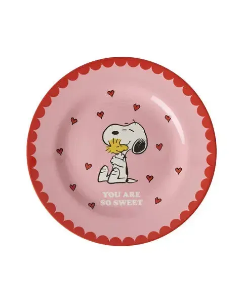 Melamine Side Plate with Pink Snoopy Print