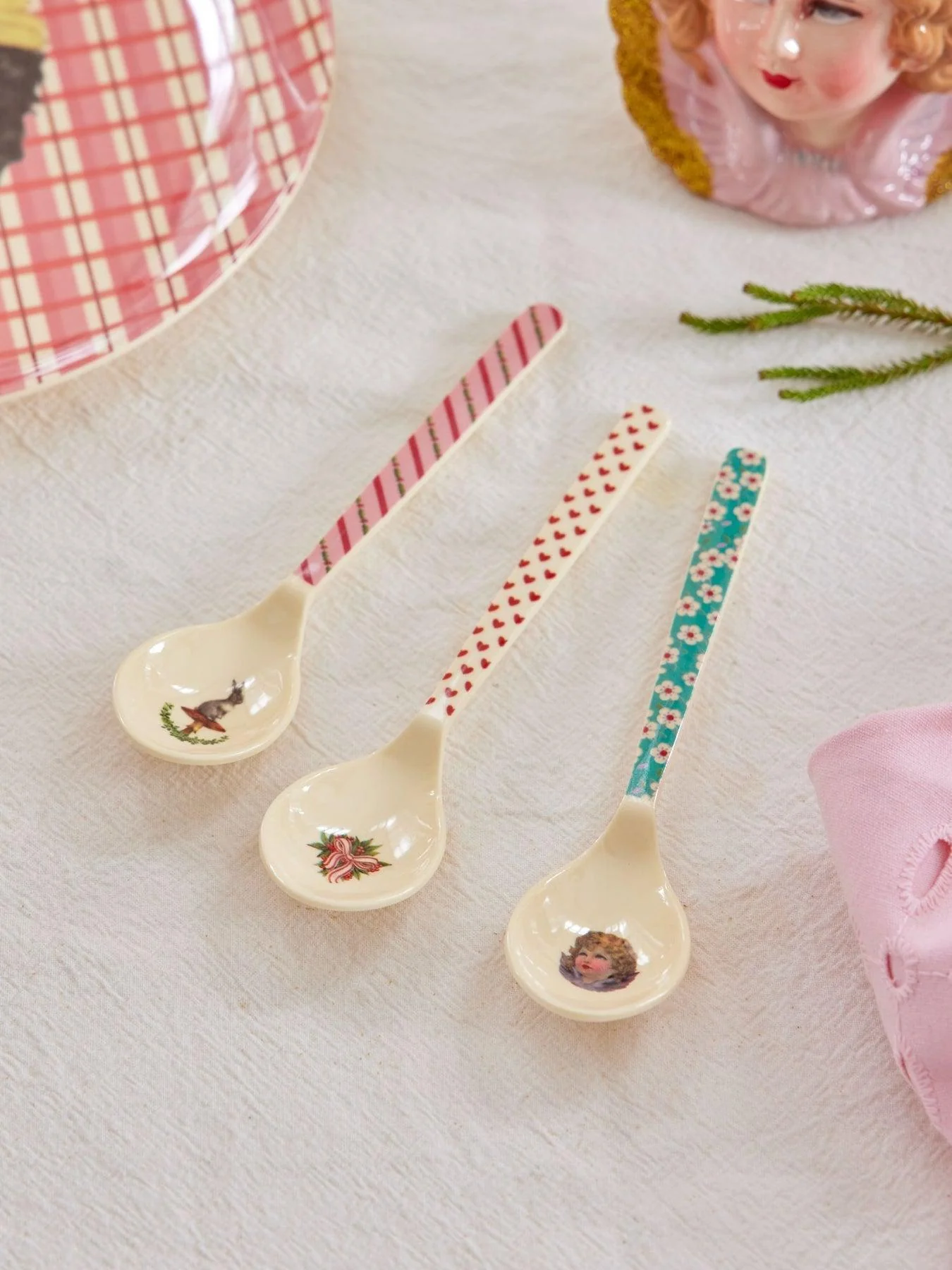 Melamine Teaspoons with Asst. Xmas Print / vendu à l’unité