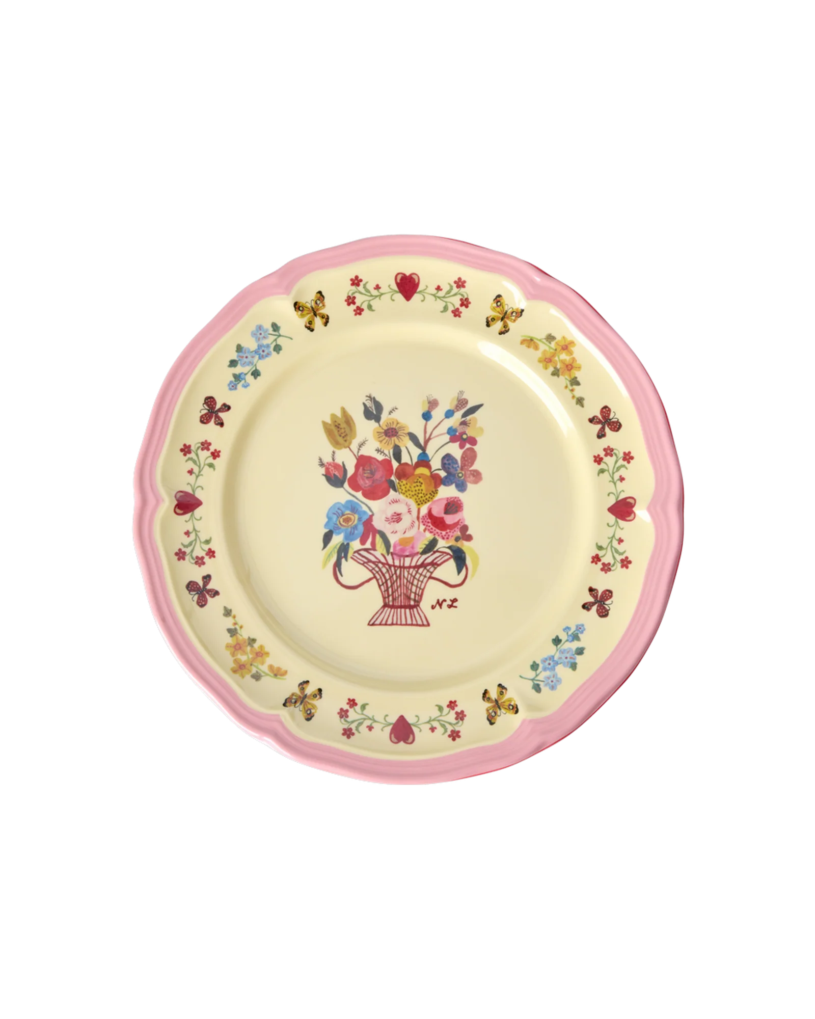 Melamine Vintage Side Plate with Nathalie Lété Print - Pink
