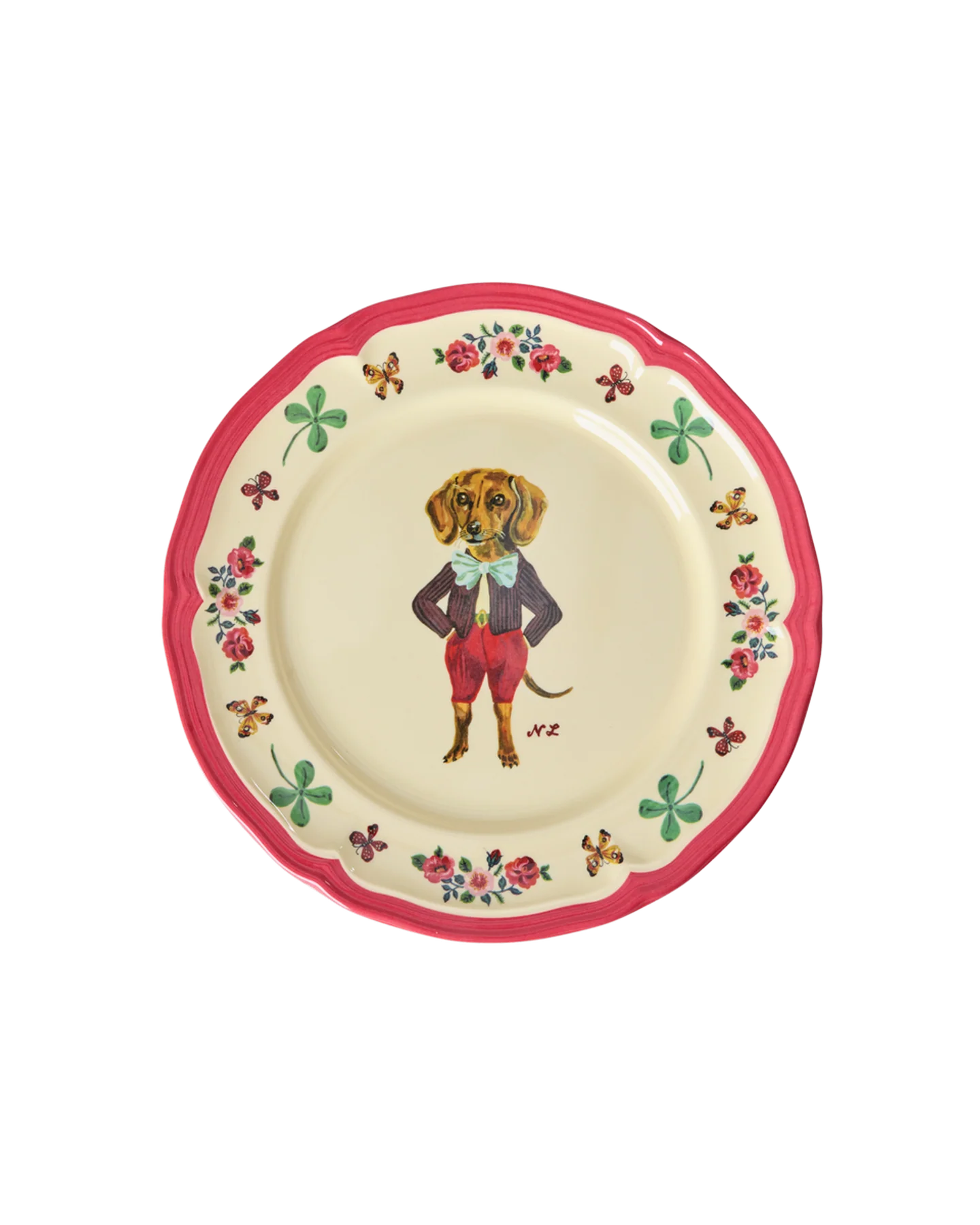 Melamine Vintage Side Plate with Nathalie Lété Print - Red