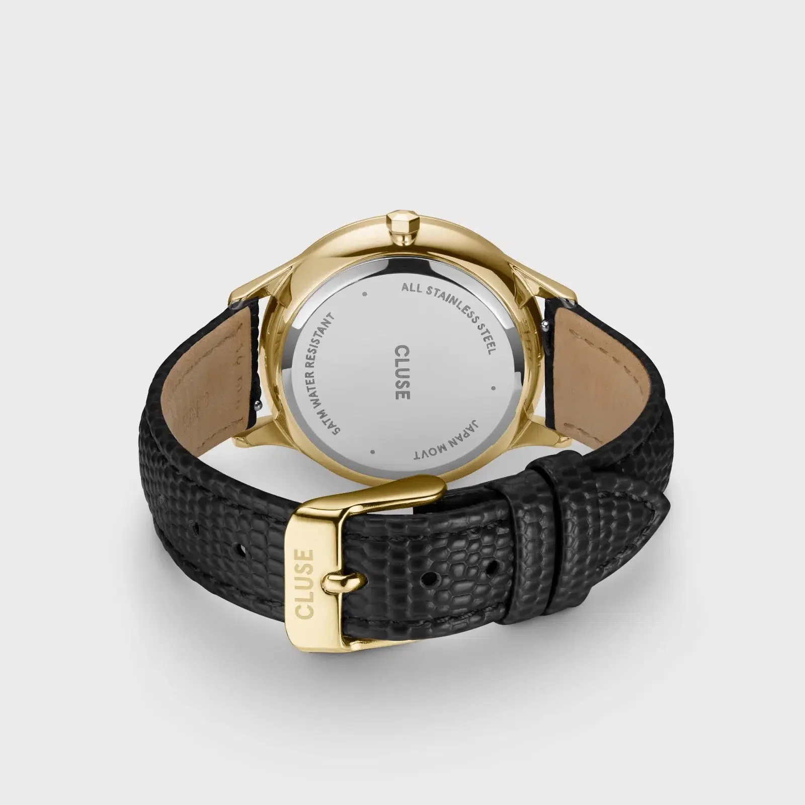 Minuit Multifunction Watch Leather, Black Lizard, Gold Colour - Image 2