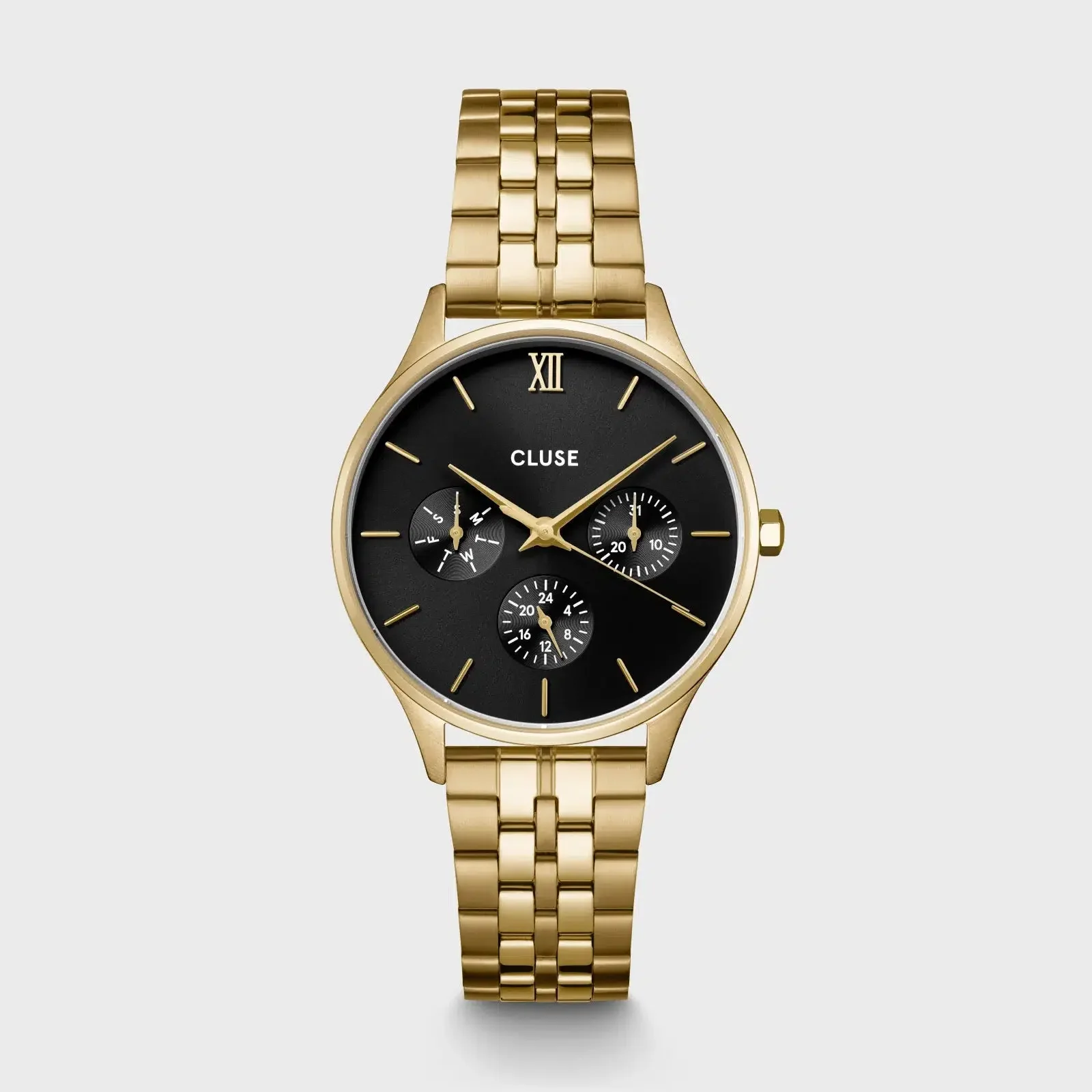Minuit Multifunction Watch Steel, Black, Gold Colour