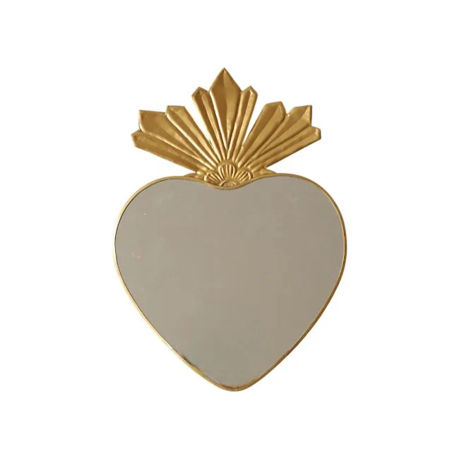 Miroir coeur coiffé gold