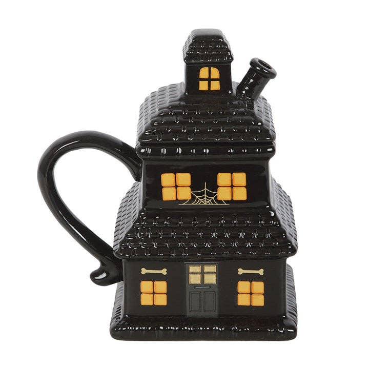 Mug d'Halloween avec couvercle en forme de maison hantée noire - Image 2