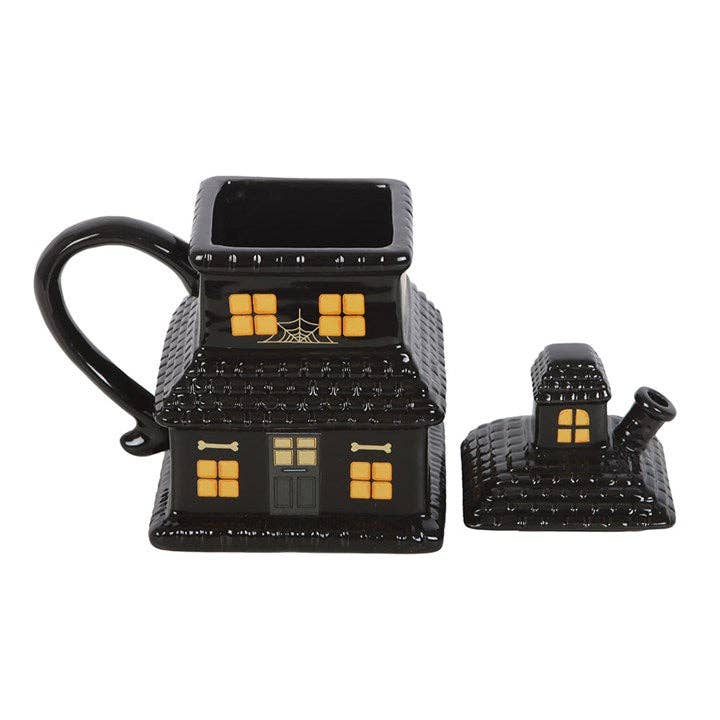 Mug d'Halloween avec couvercle en forme de maison hantée noire - Image 3