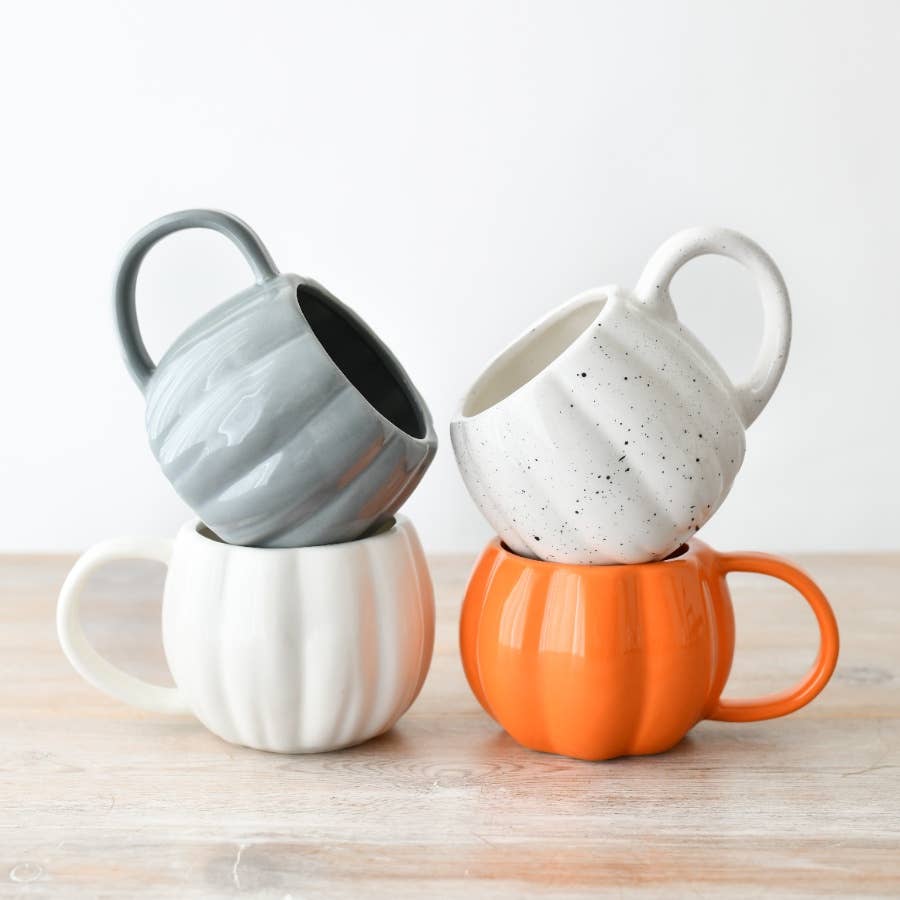 Mug en céramique gris en forme de citrouille, 14,5 cm - Image 2