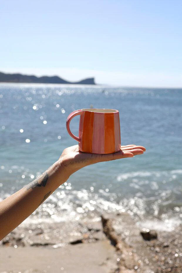 Mug Rose Orange Rayé