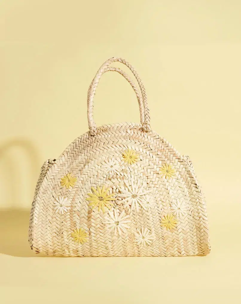 Panier - Luana Brodé Marguerites Citron