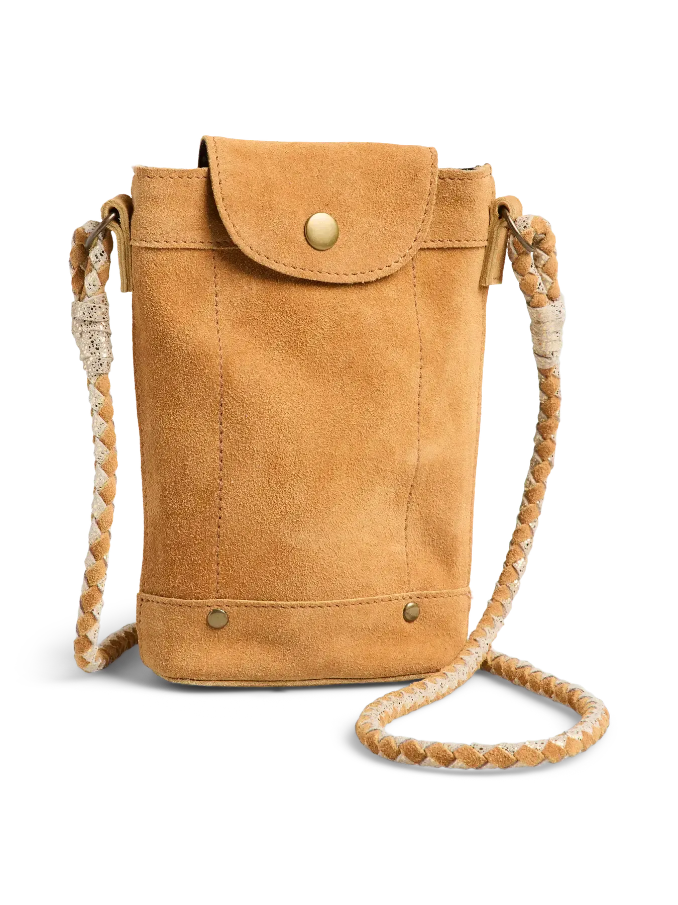 PCBRIANNA SUEDE PHONEBAG FC Cognac Gold snow