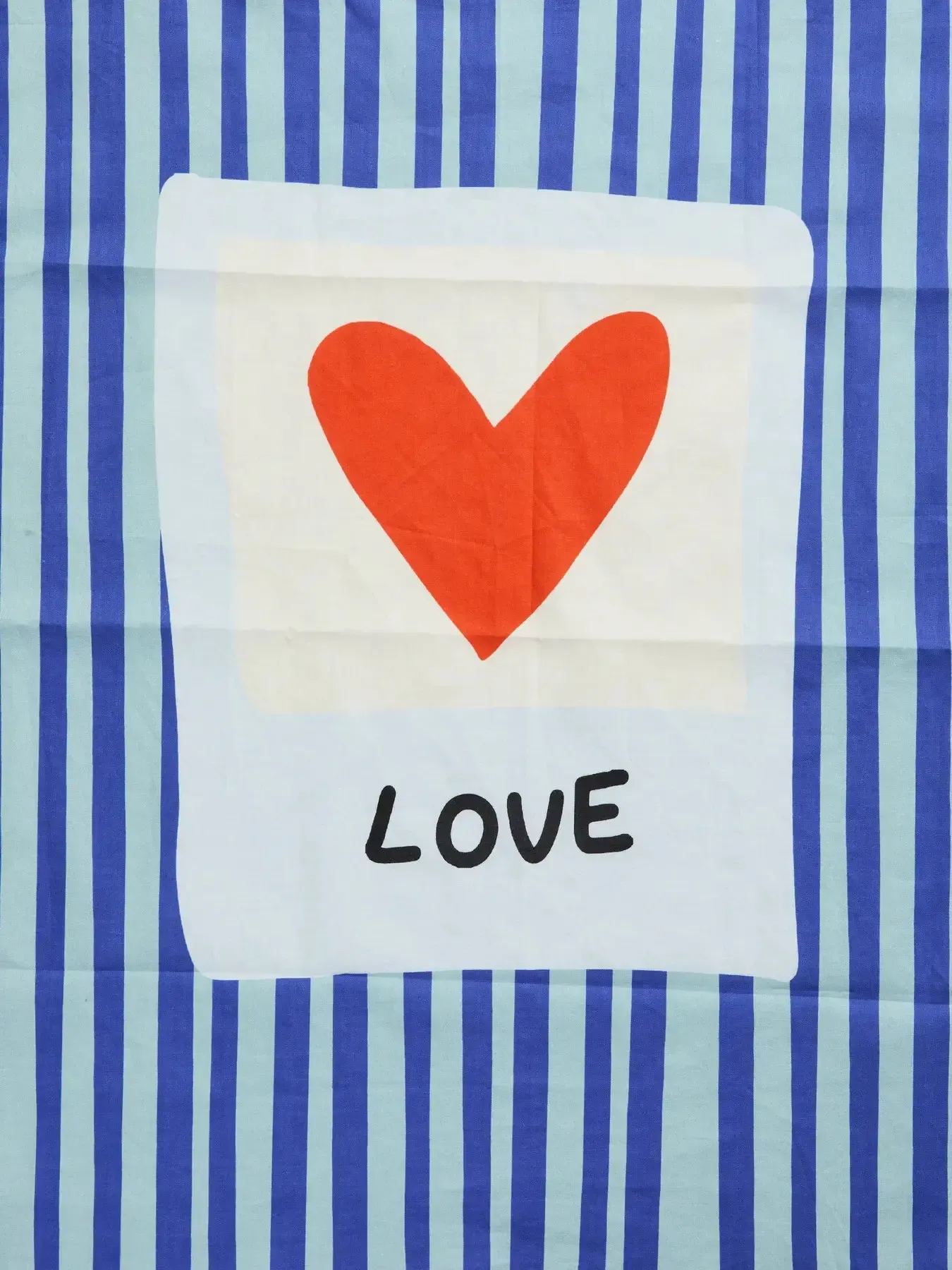 PCJOLANDA SQUARE SCARF BC I Cloud Blue Stripes and red hearts