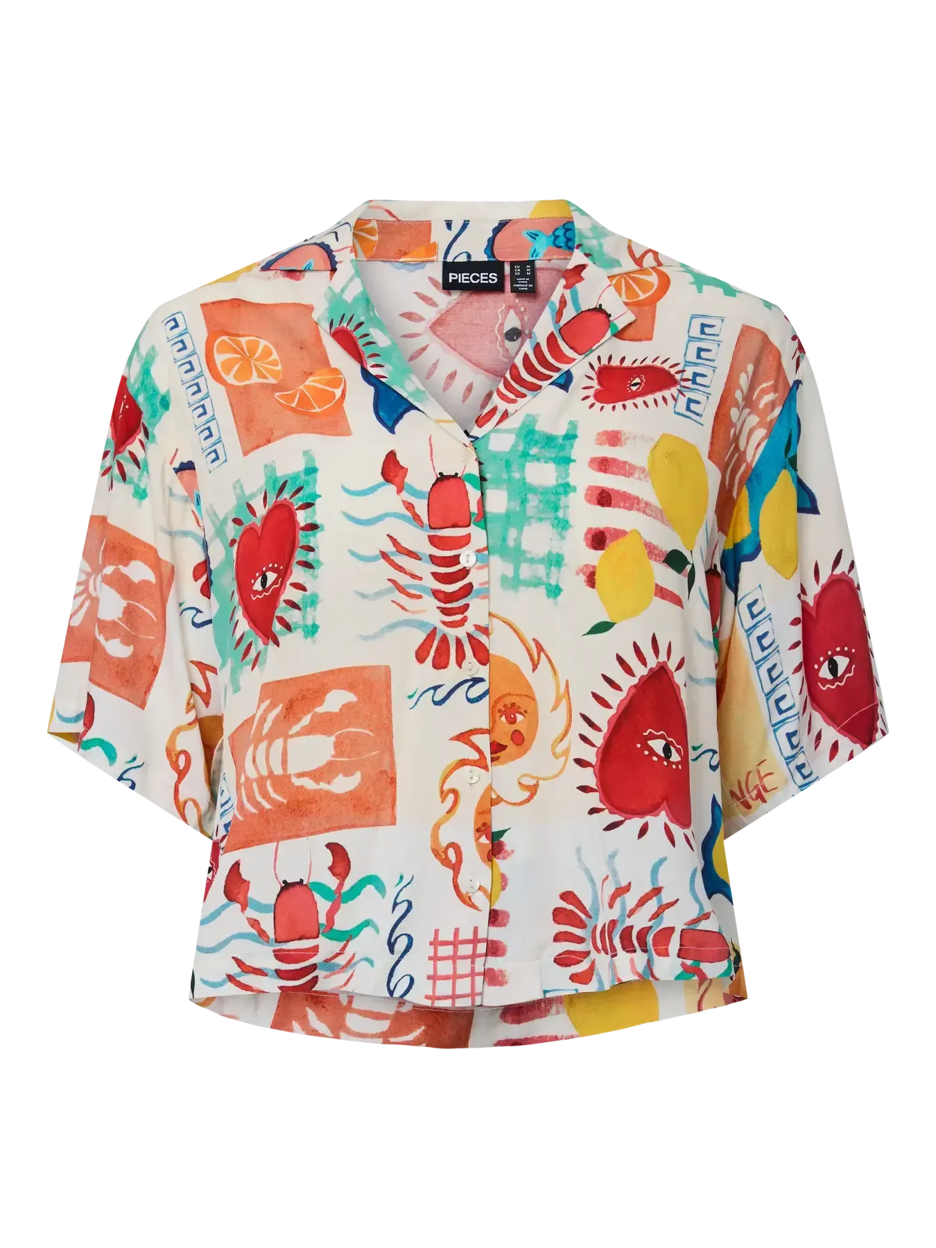 PCKLARISA SHIRT WVN BC I Eggnog HEART & LOBSTERS