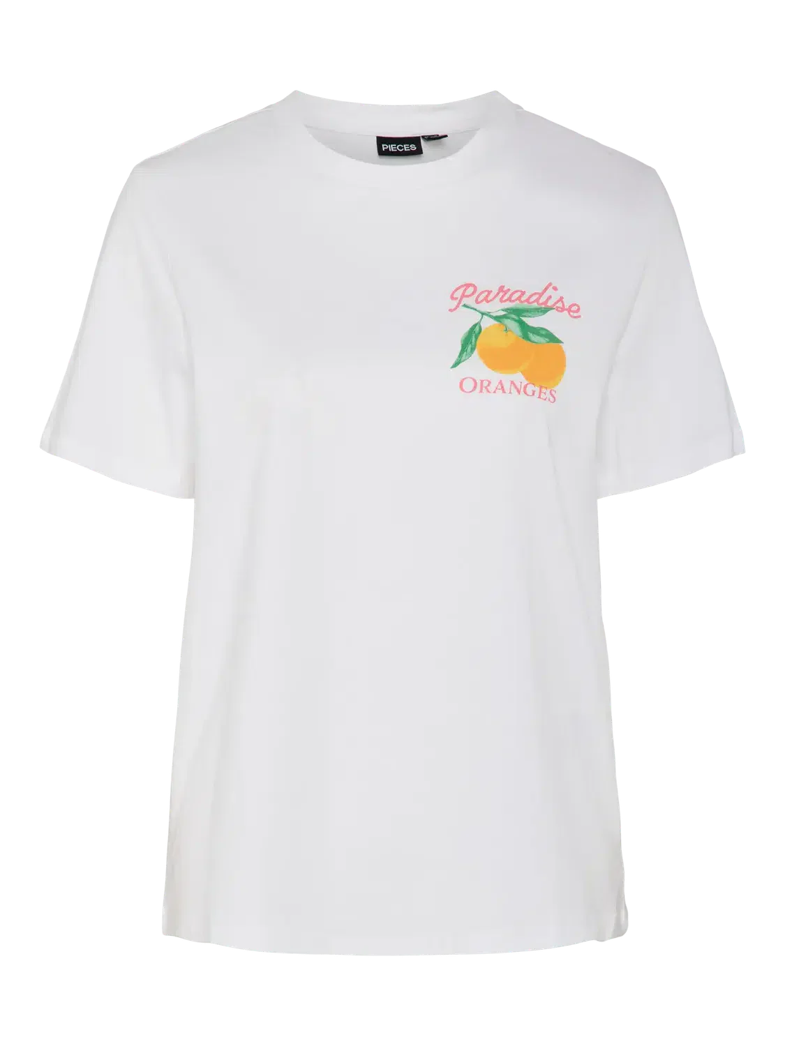 PCSUMMER SS PRINTED T-SHIRT JRS BC I Bright White PARADISE ORANGES