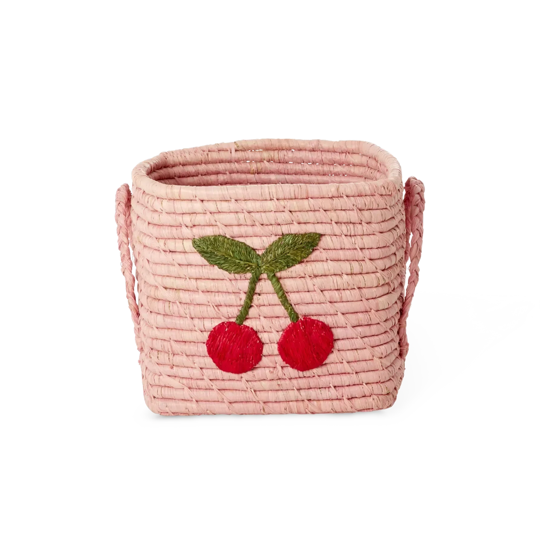 Petit Carré Raphia Panier - Rose - Big Cherry Design