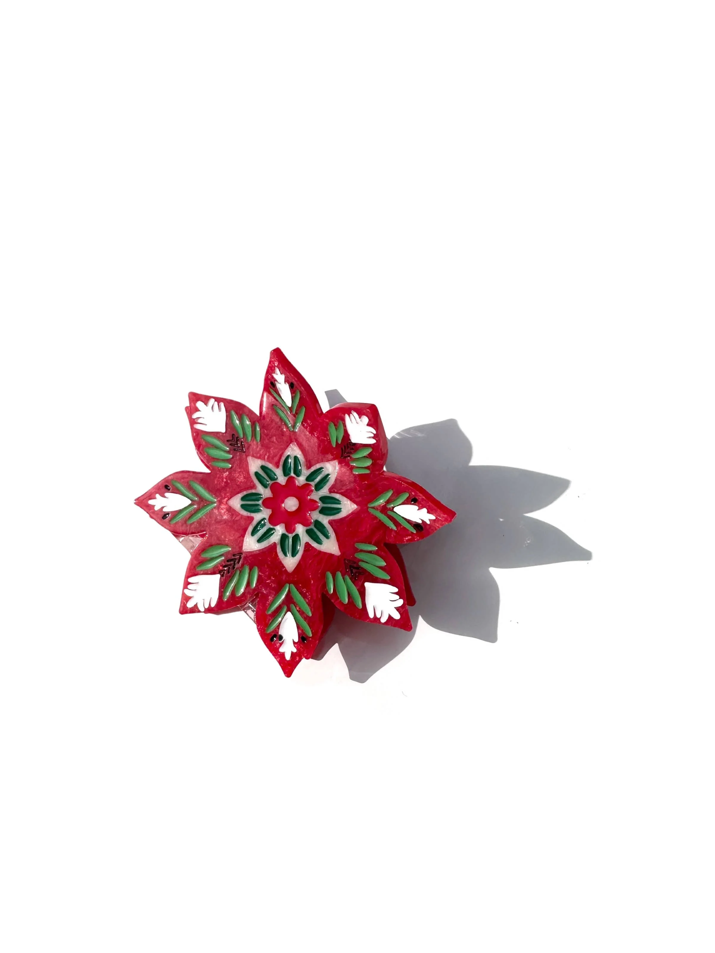 Pince à cheveux en forme de fleur de Noël peinte à la main