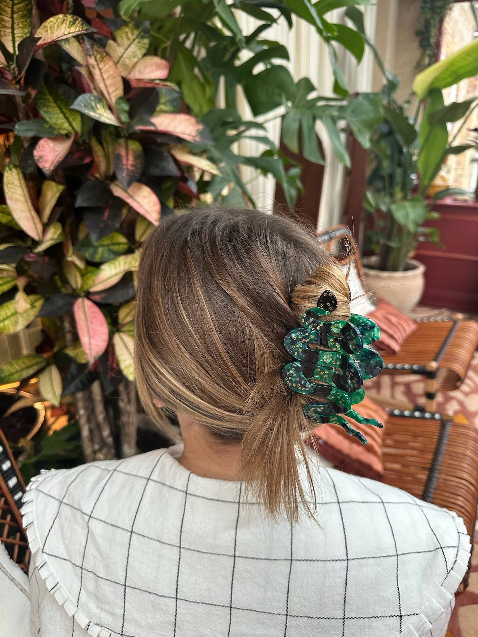 Pince à cheveux en forme de serpent peinte à la main | Écologique: Vert - Image 3