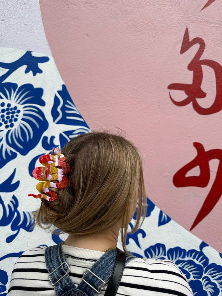 Pince à cheveux en forme de serpent peinte à la main | Écologique: Vert - Image 5