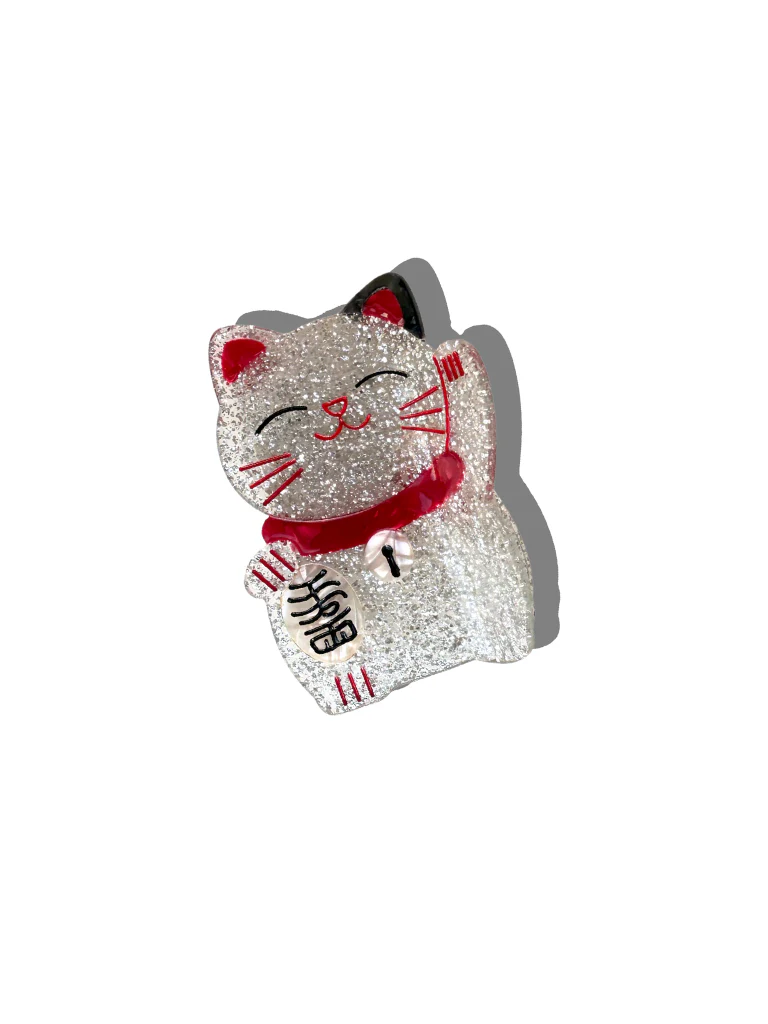 Pince à cheveux Lucky Cat Claw peinte à la main | Écologique: Noir - Image 6