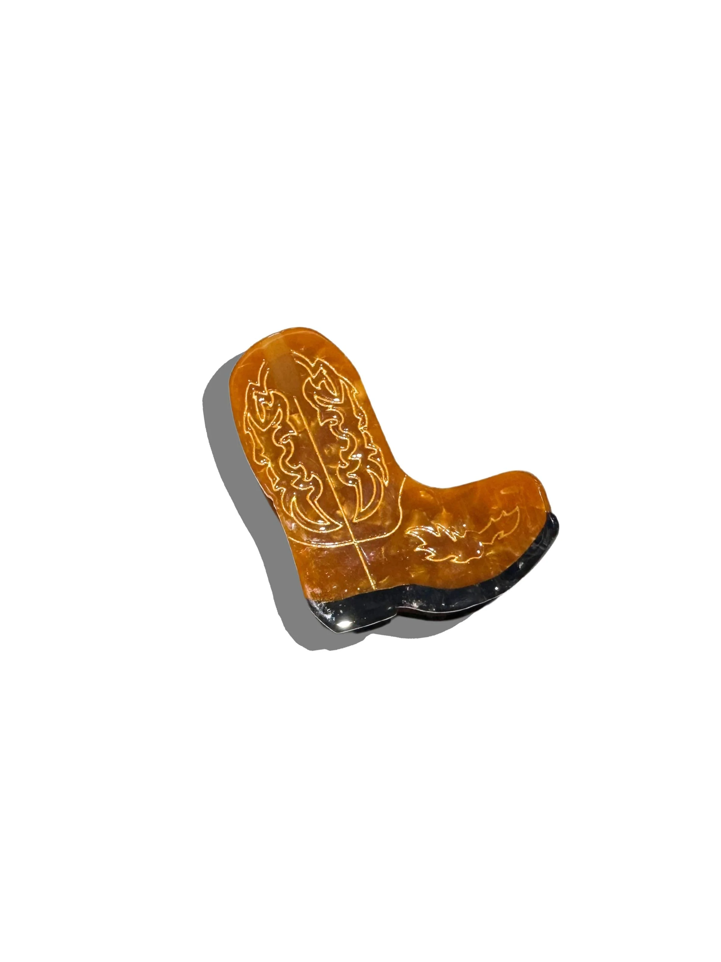 Pince à cheveux Western Cowboy Boot Claw peinte à la main | Eco: Marron