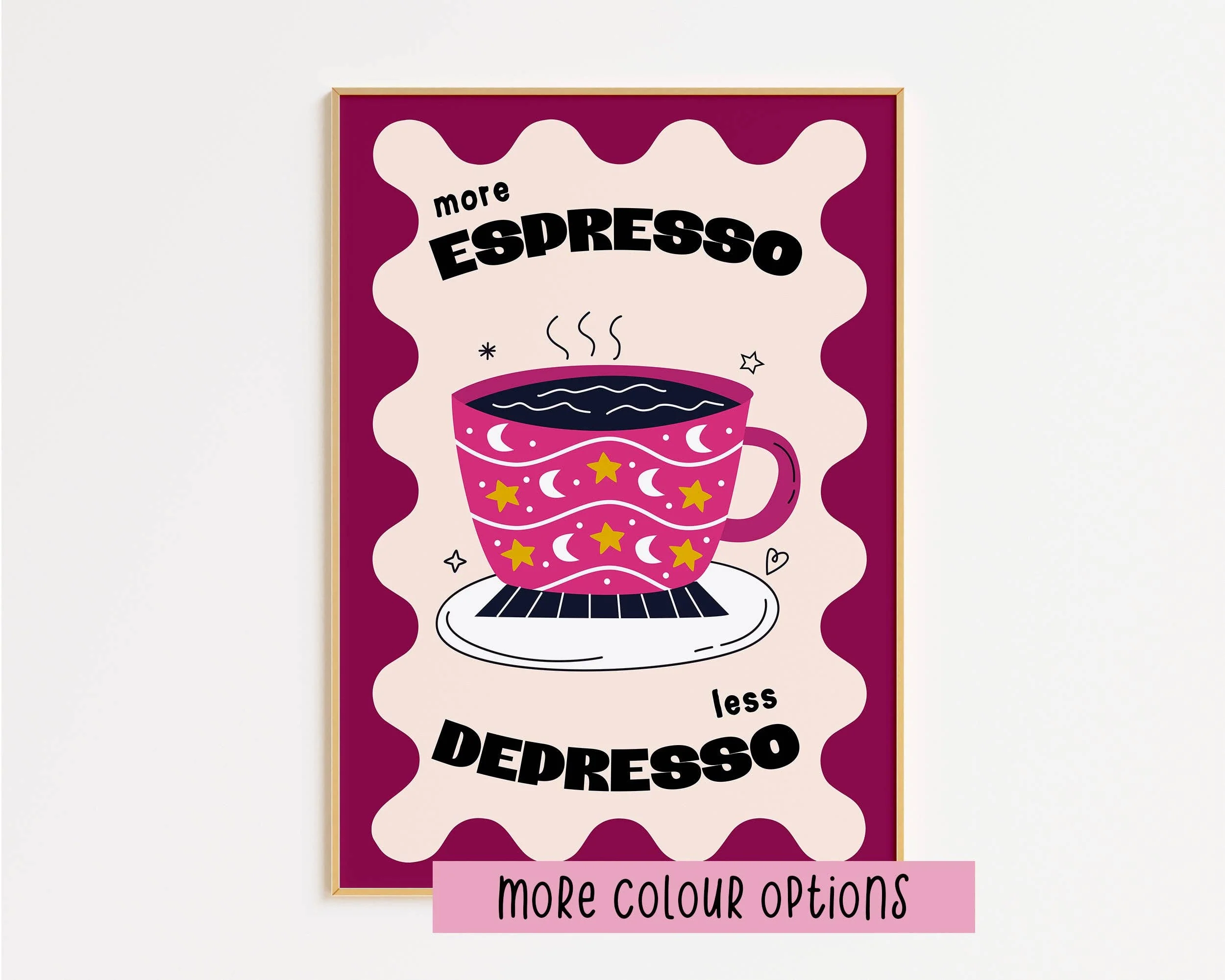 Plus d'Espresso Moins de Depresso Impression: Violet / Sans cadre / A2 - Image 2