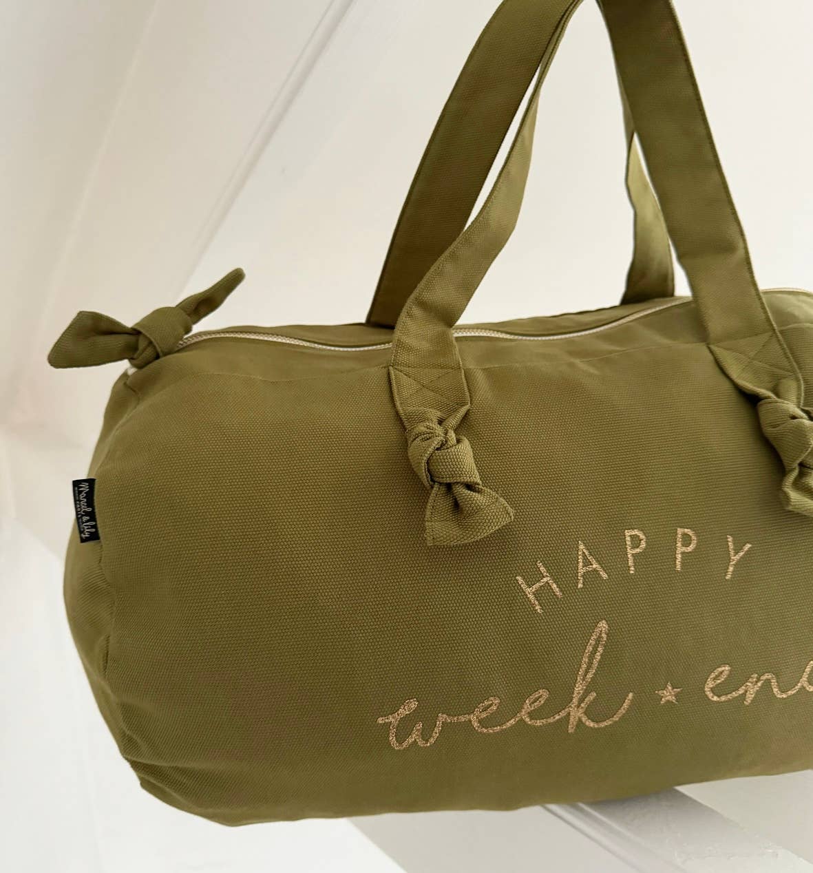 Polochon "HAPPY WEEK END" Coloris Kaki - Image 2