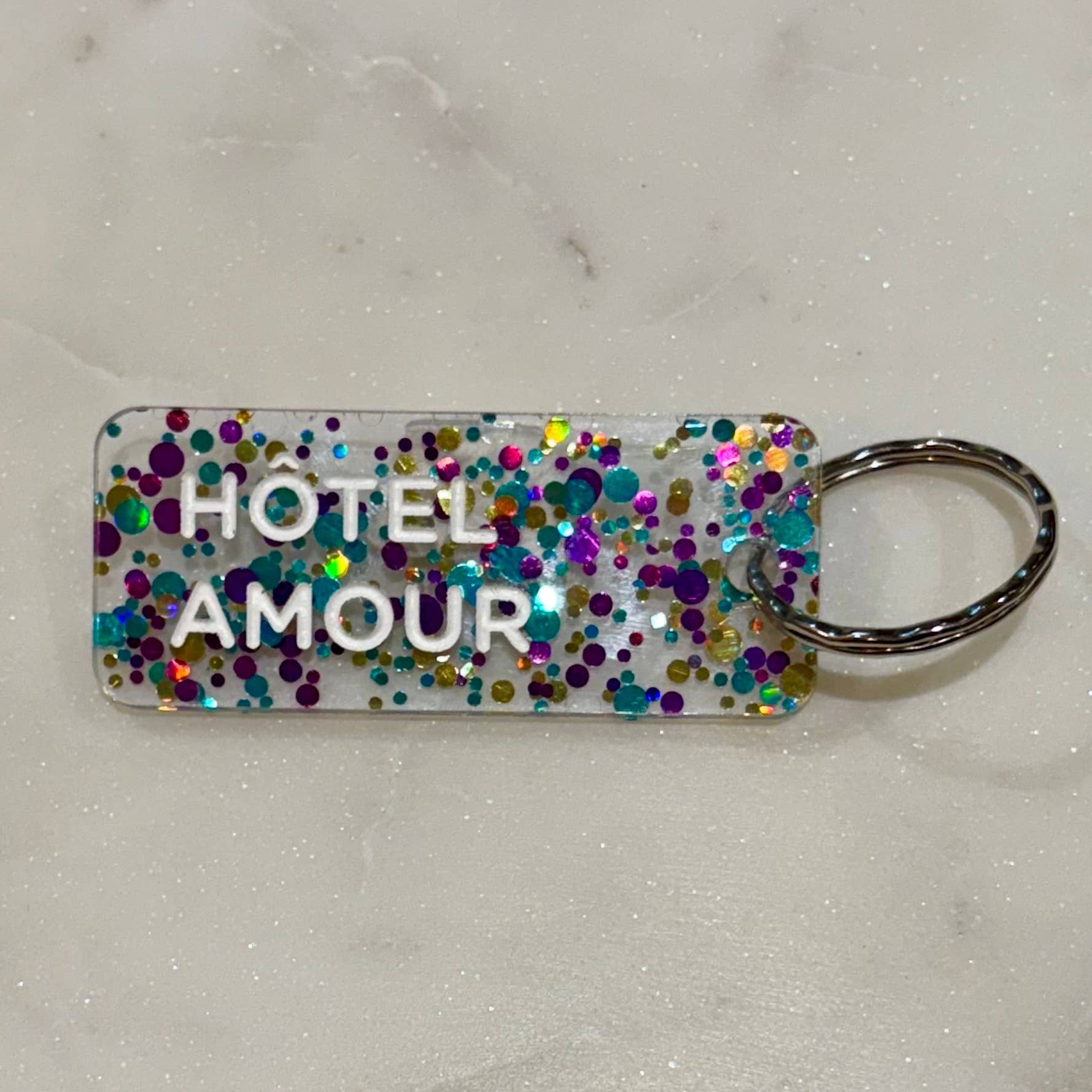 Porte-clés à paillettes I HOTEL AMOUR Fuchsia / Or - Image 2