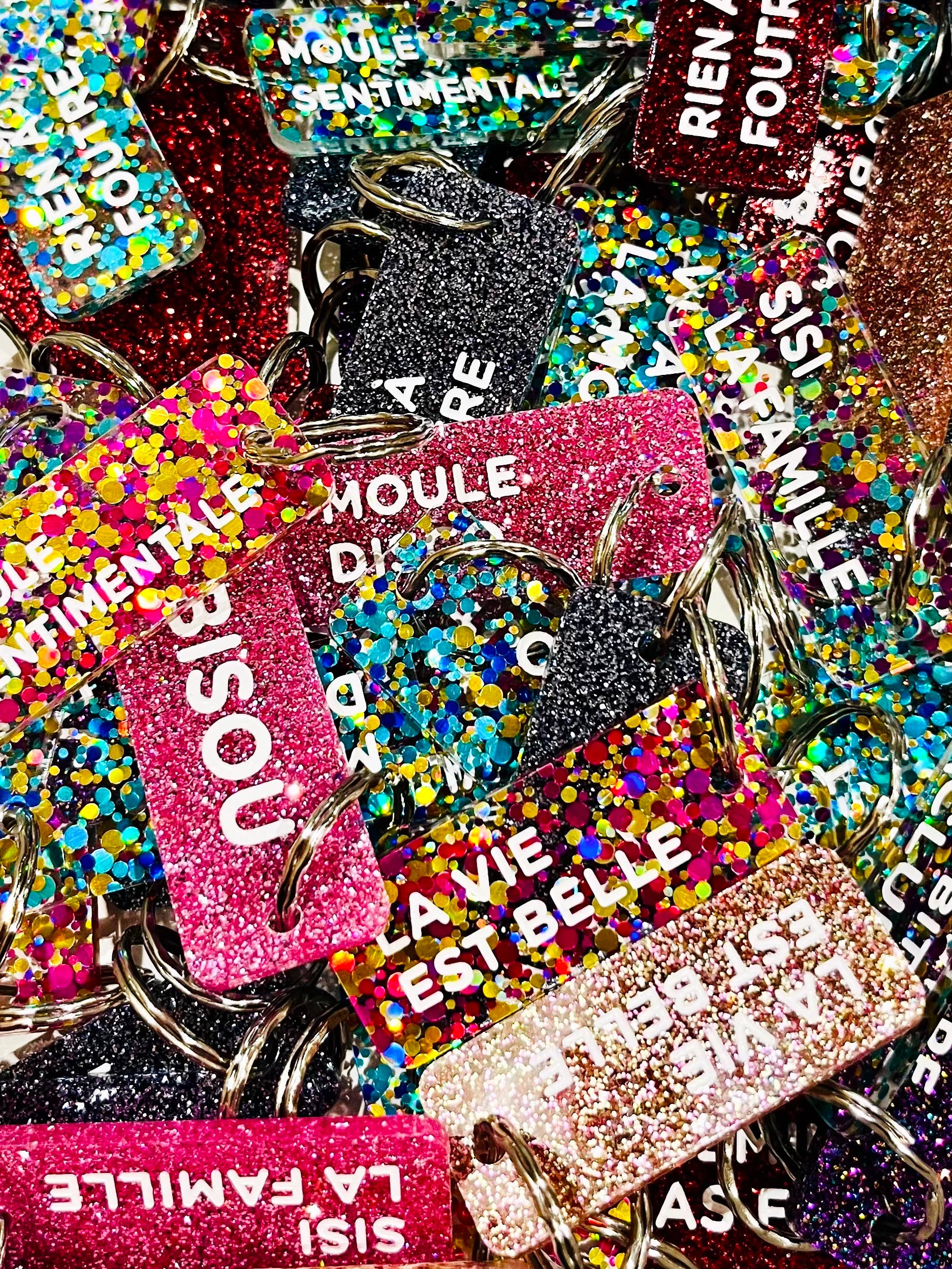 Porte-clés à paillettes I HOTEL AMOUR Fuchsia / Or - Image 5
