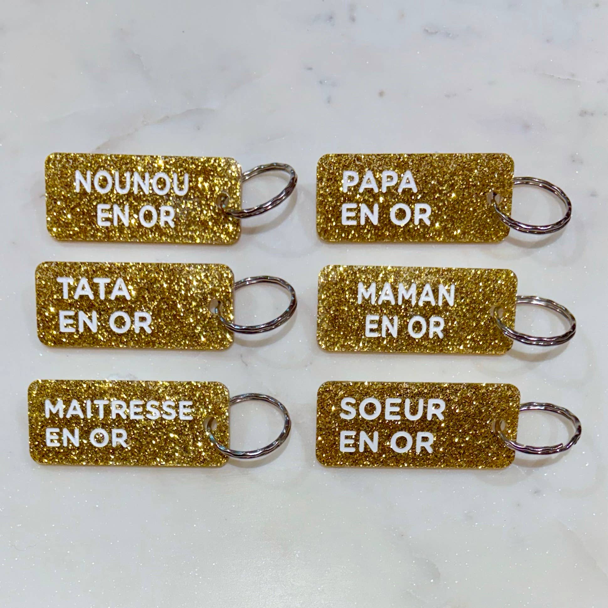 Porte-clés à paillettes I MAMAN EN OR - Image 2