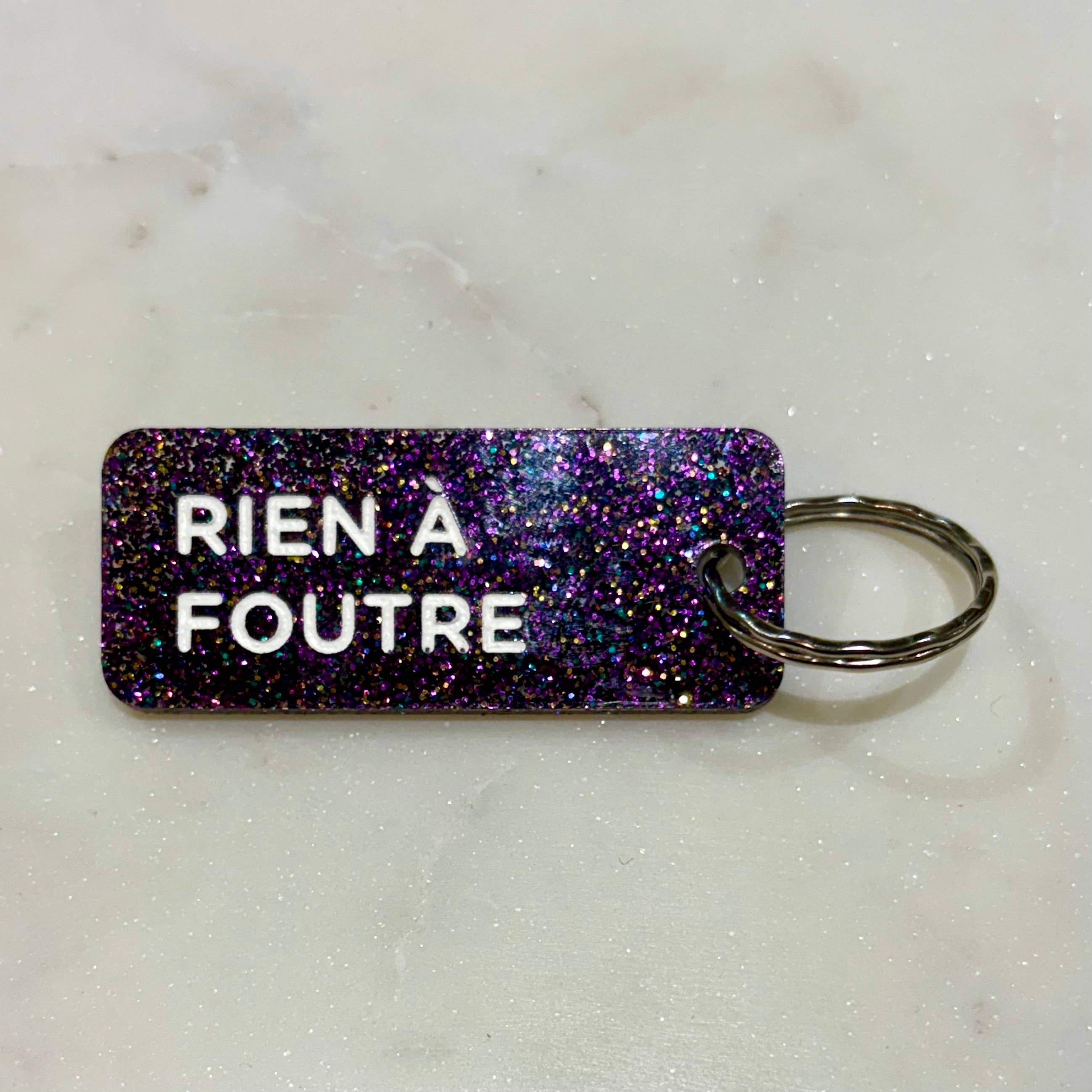 Porte-clés à paillettes I RIEN À FOUTRE  Noir - Image 2