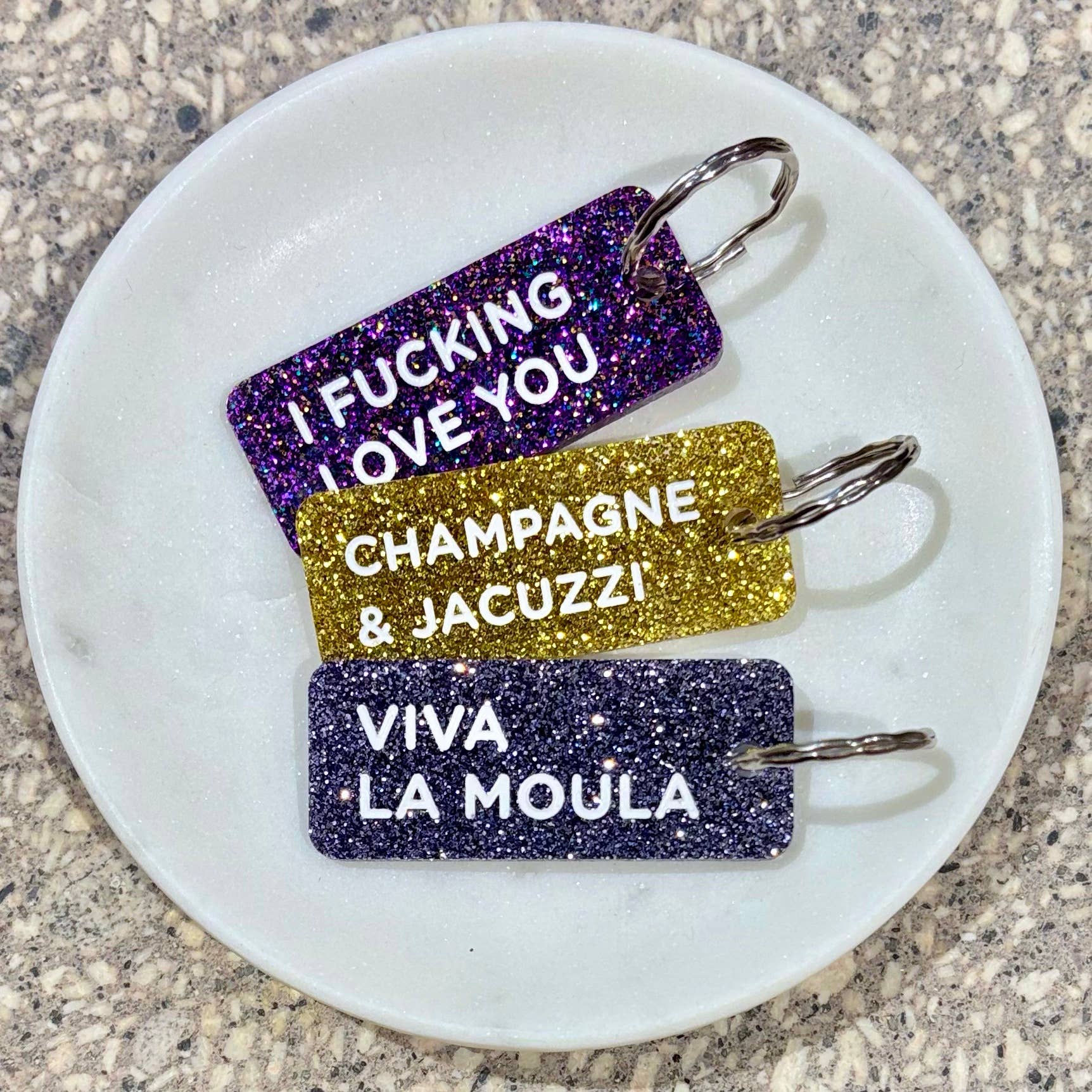 Porte-clés à paillettes I VIVA LA MOULA  Noir - Image 2