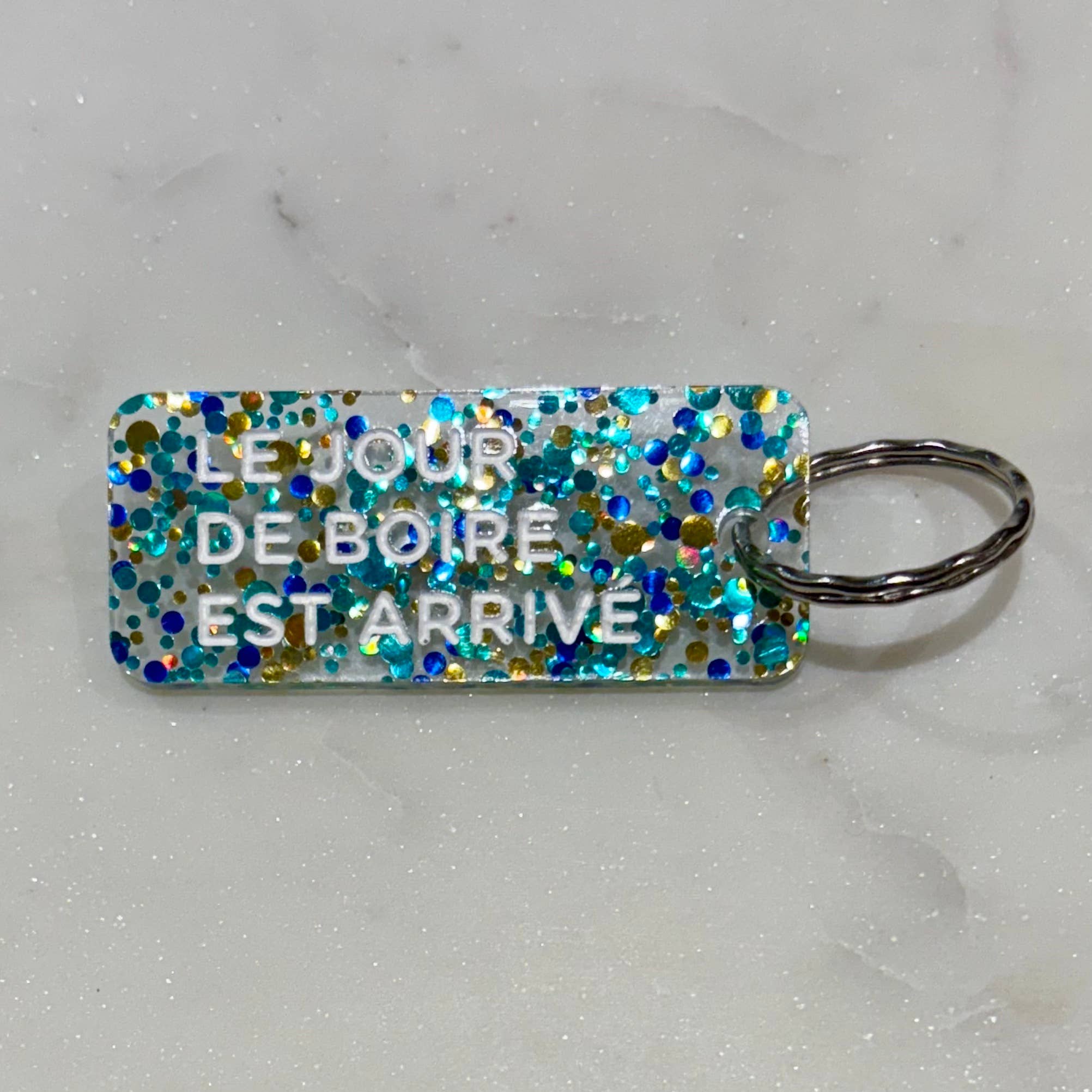 Porte-clés I LE JOUR DE BOIRE EST ARRIVÉ : Bleu / Or / Vert - Image 4