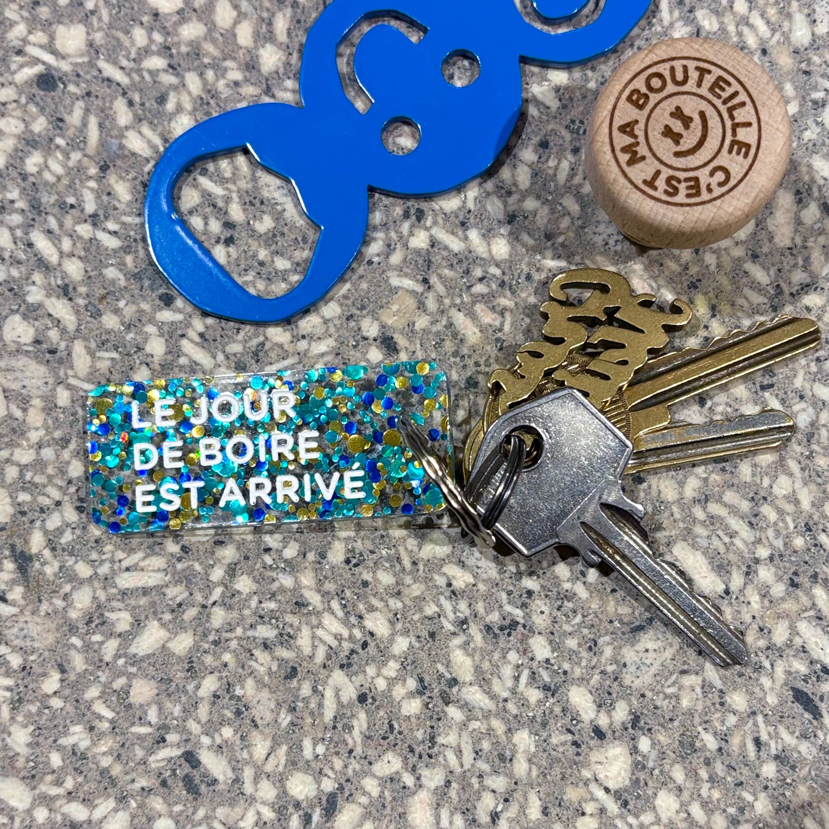 Porte-clés I LE JOUR DE BOIRE EST ARRIVÉ Noir