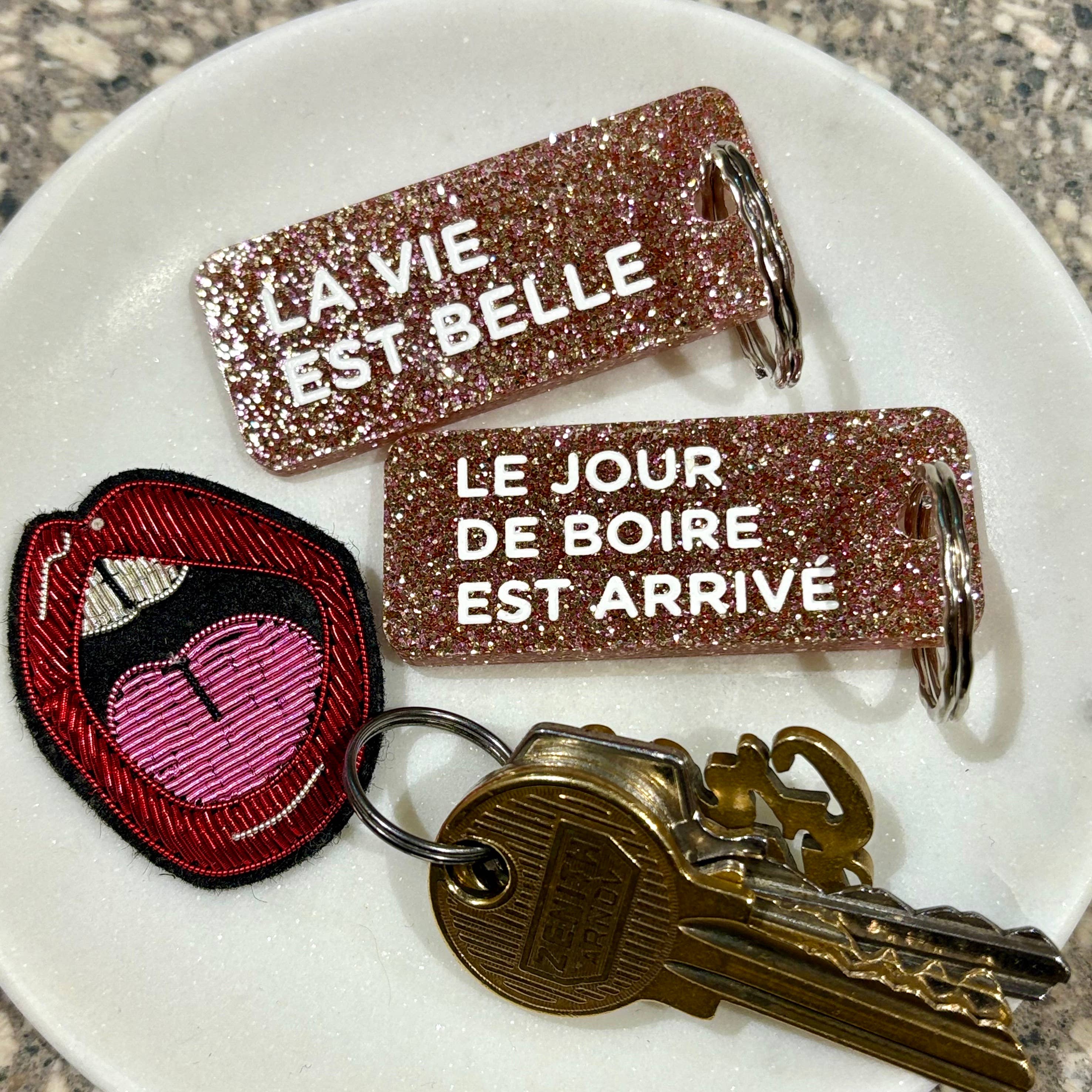 Porte-clés I LE JOUR DE BOIRE EST ARRIVÉ Rose - Image 2