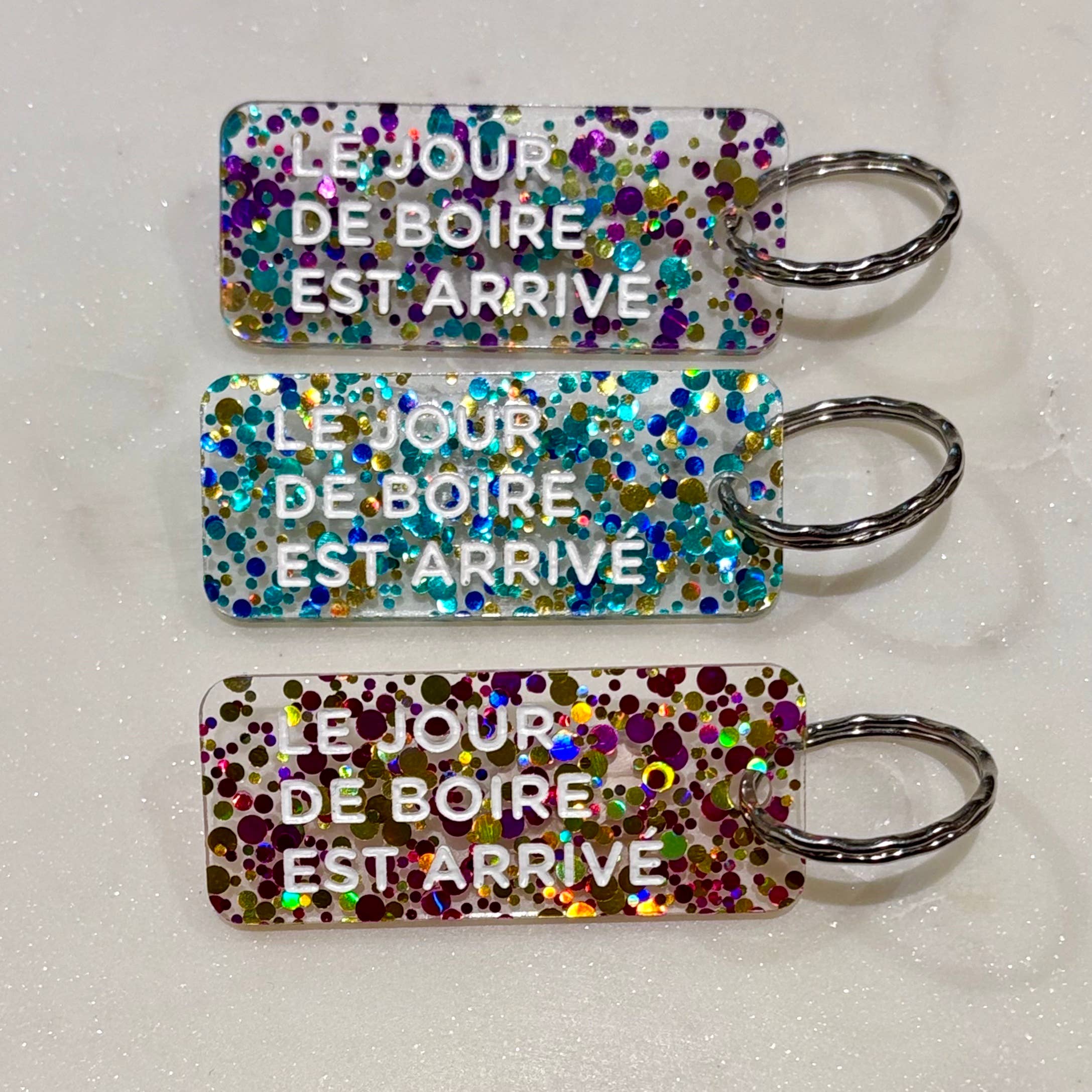 Porte-clés I LE JOUR DE BOIRE EST ARRIVÉ Rose - Image 3