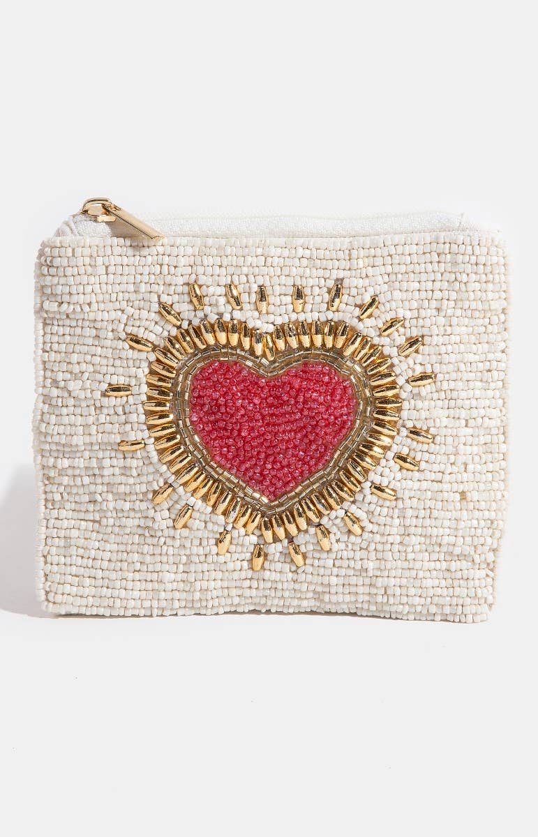Porte-monnaie cœur scintillant en perles de rocaille: Multi