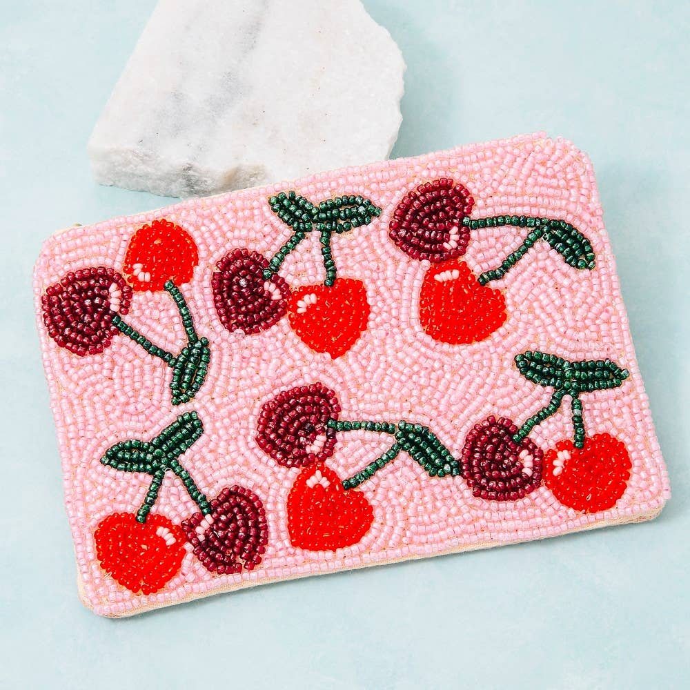 Porte-monnaie en perles de graines de cerises bicolores: MULTI