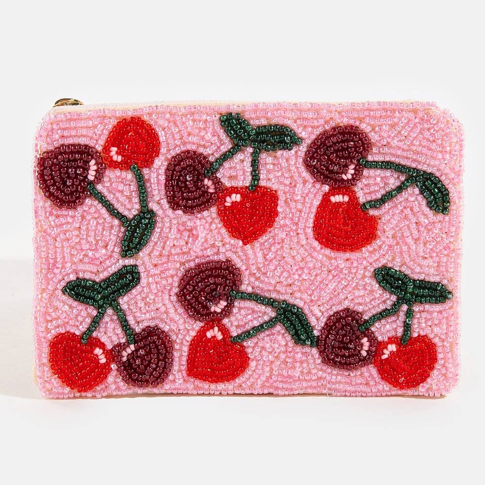 Porte-monnaie en perles de graines de cerises bicolores: MULTI - Image 2