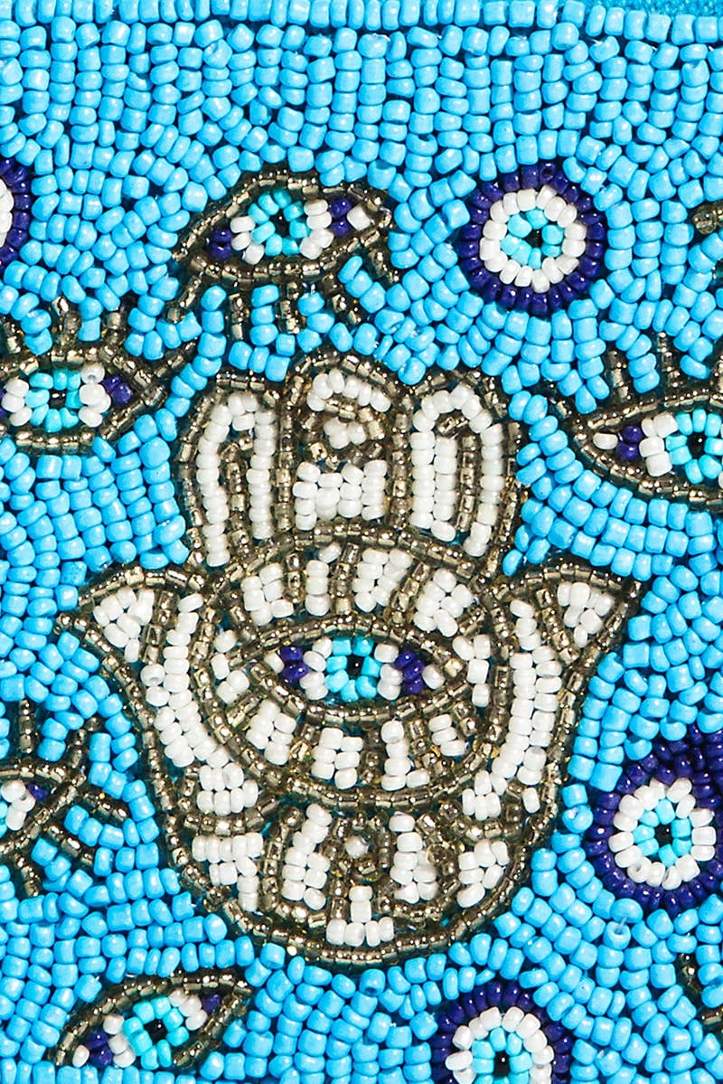 Porte-monnaie perlé Main Hamsa Œil Bleu Maléfique: MULTI - Image 4