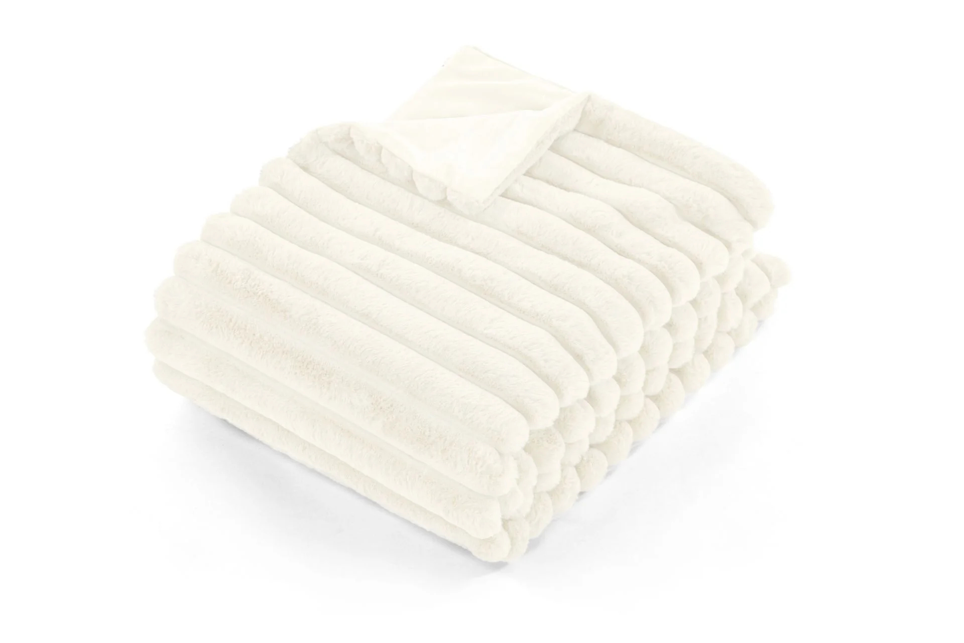 Rabbit stripe fur throw - 130x170cm, ivory