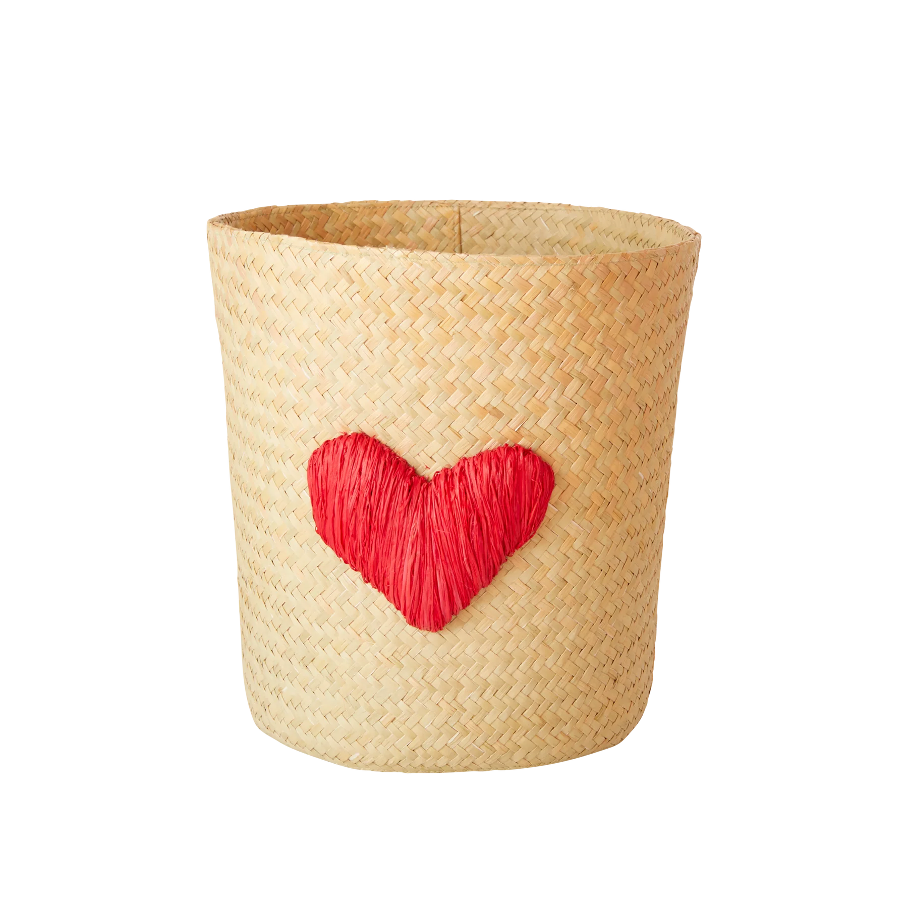 Raffia Basket with Heart Embroidery