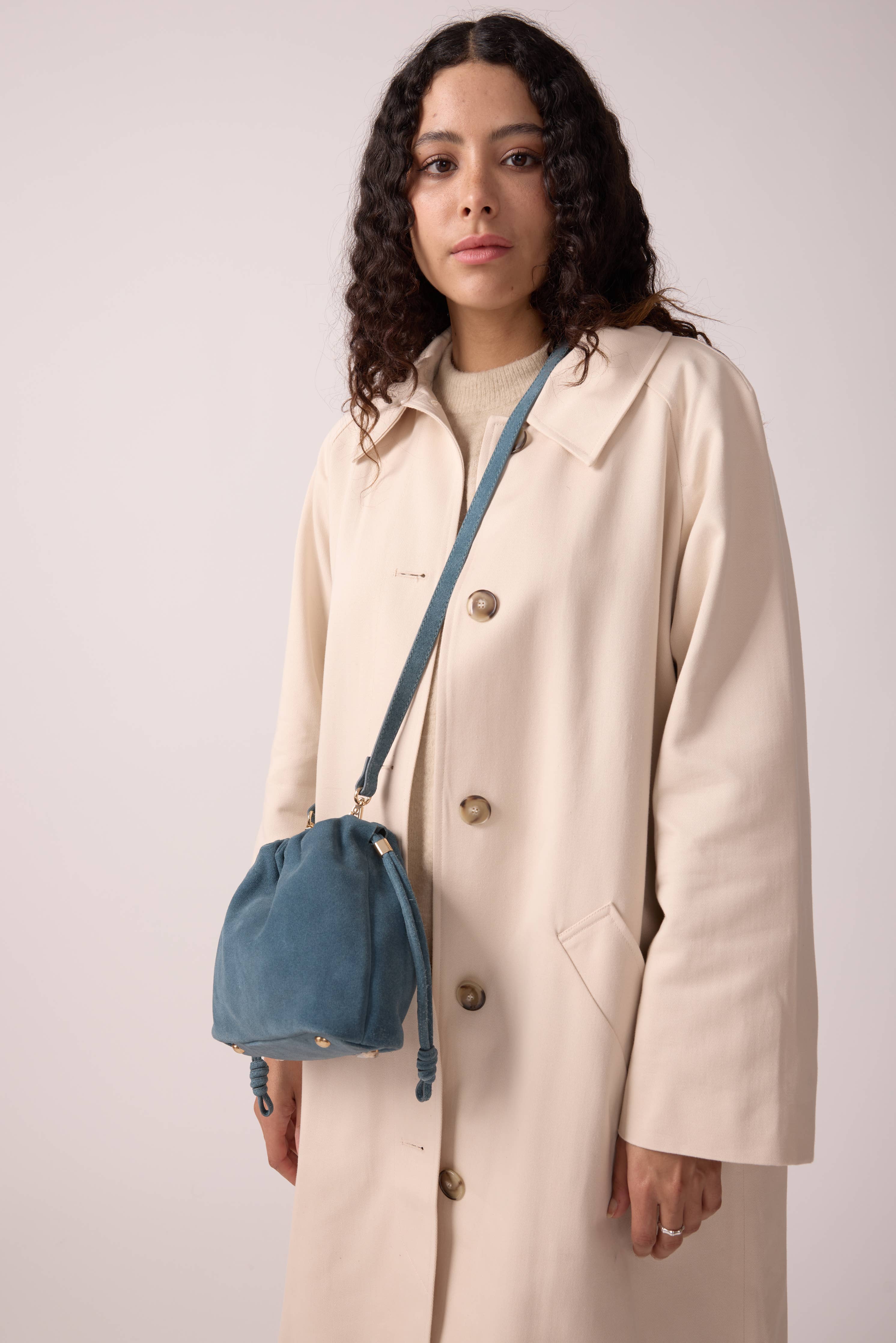 SAC CUIR SUEDE TESSA BLEU ORAGE - Image 2
