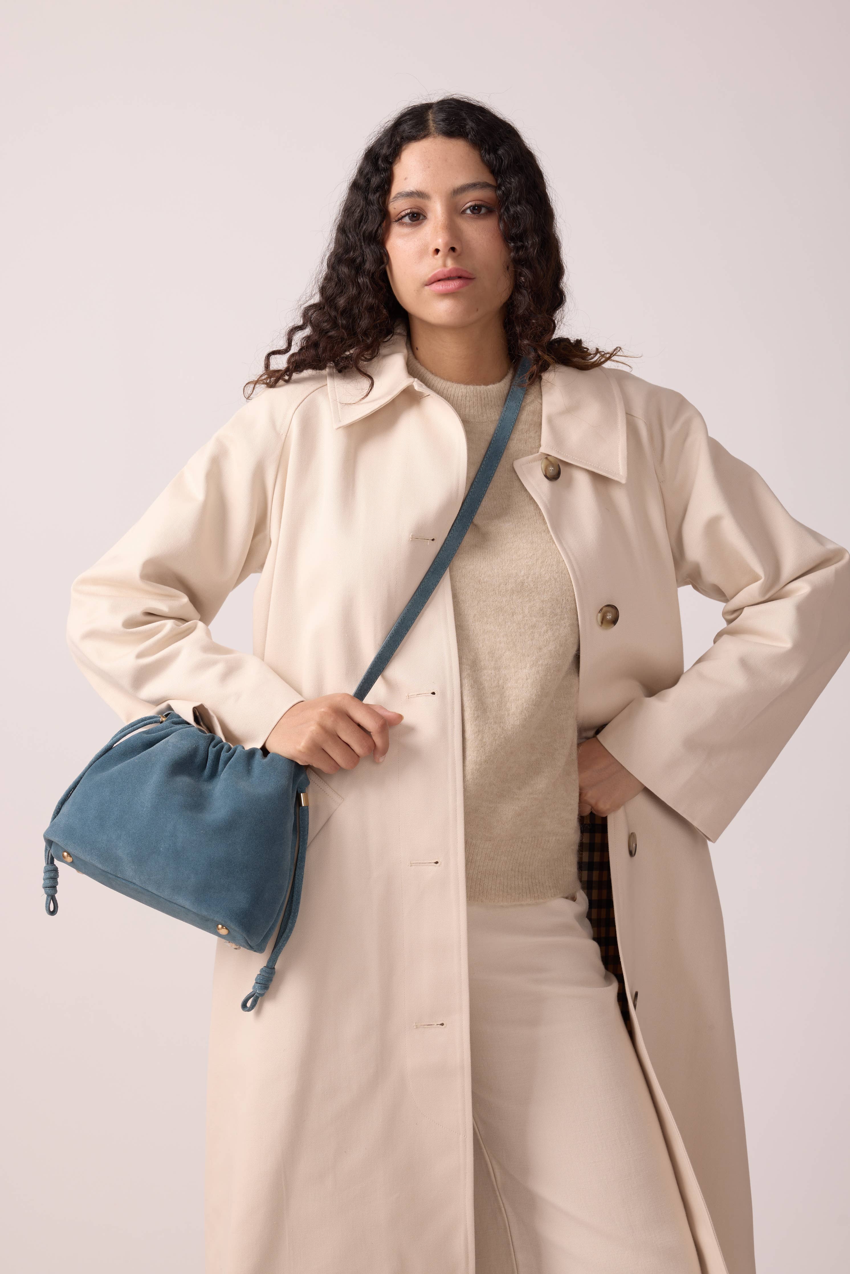 SAC CUIR SUEDE TESSA BLEU ORAGE - Image 3