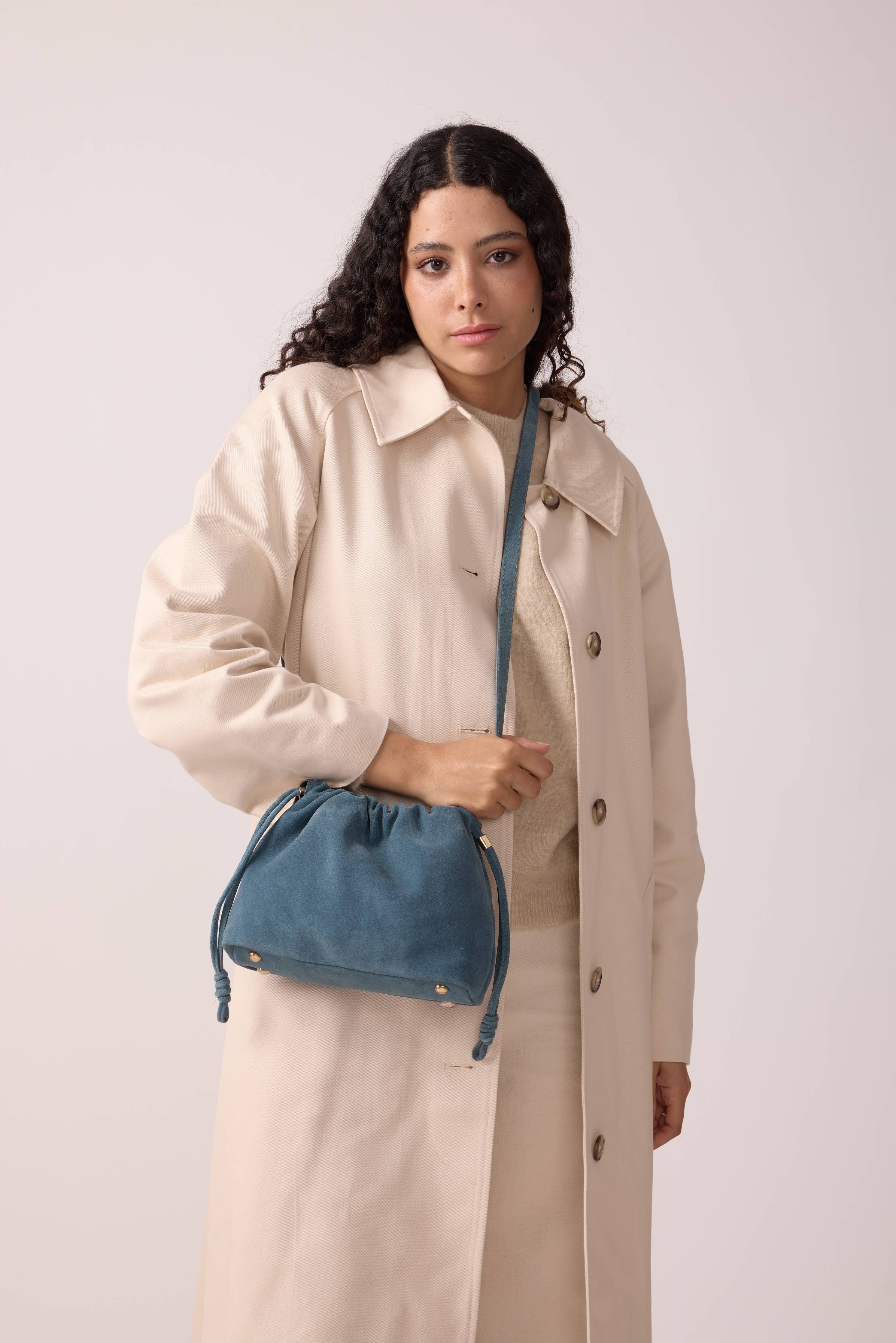 SAC CUIR SUEDE TESSA BLEU ORAGE - Image 4