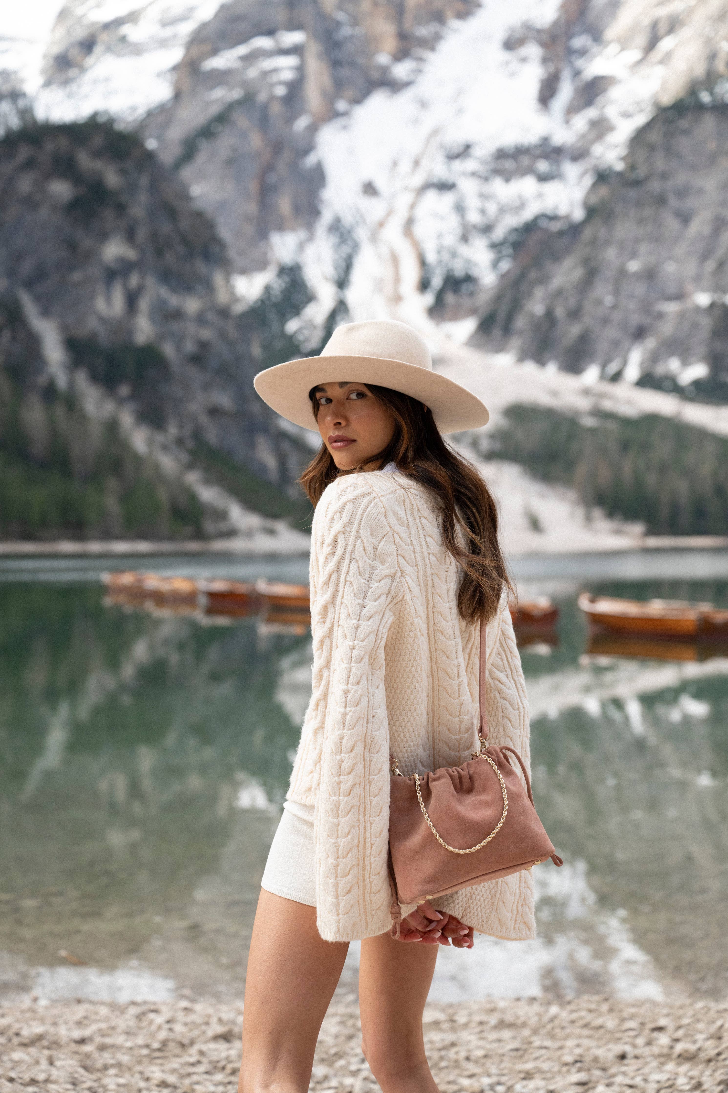 SAC CUIR SUEDE TESSA ROSE BONBON - Image 5