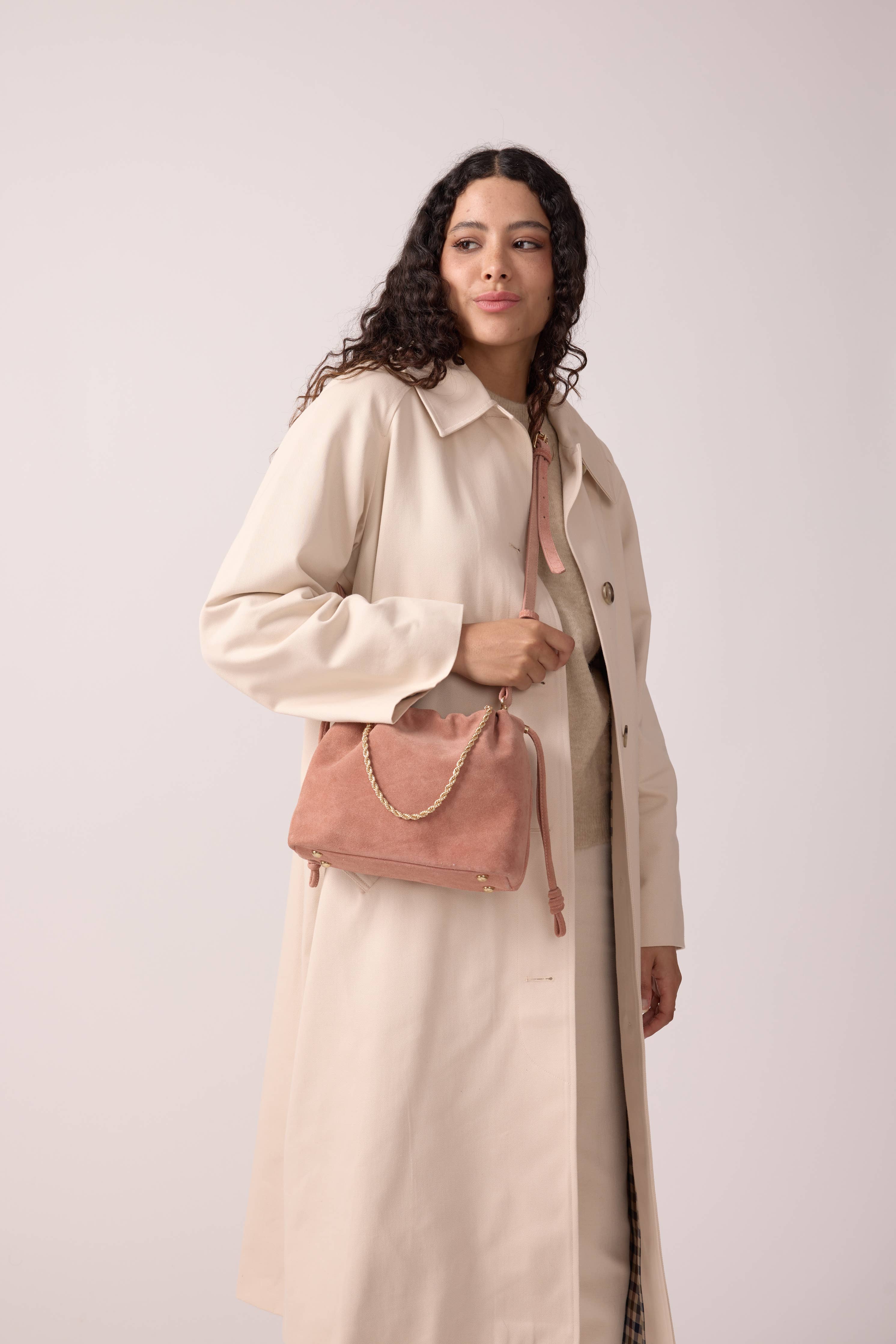 SAC CUIR SUEDE TESSA ROSE BONBON - Image 7