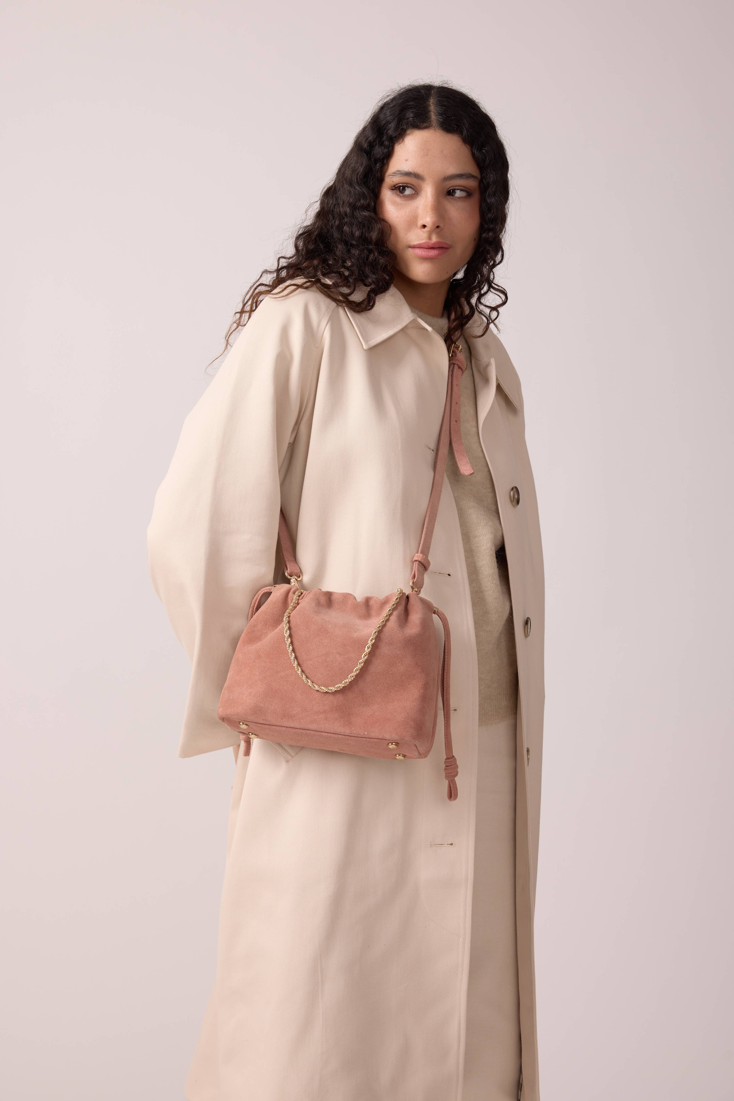 SAC CUIR SUEDE TESSA ROSE BONBON - Image 8