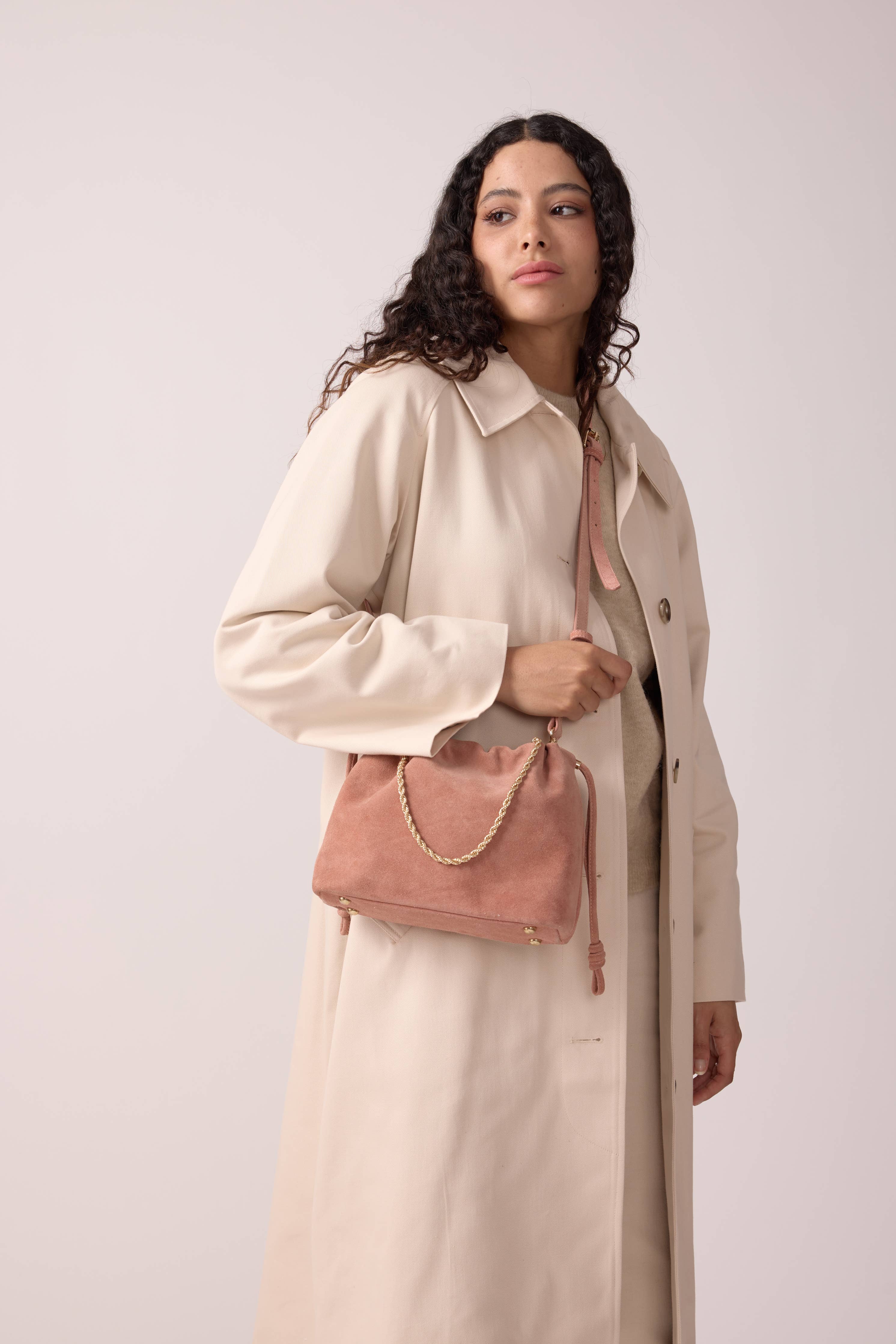 SAC CUIR SUEDE TESSA ROSE BONBON - Image 9