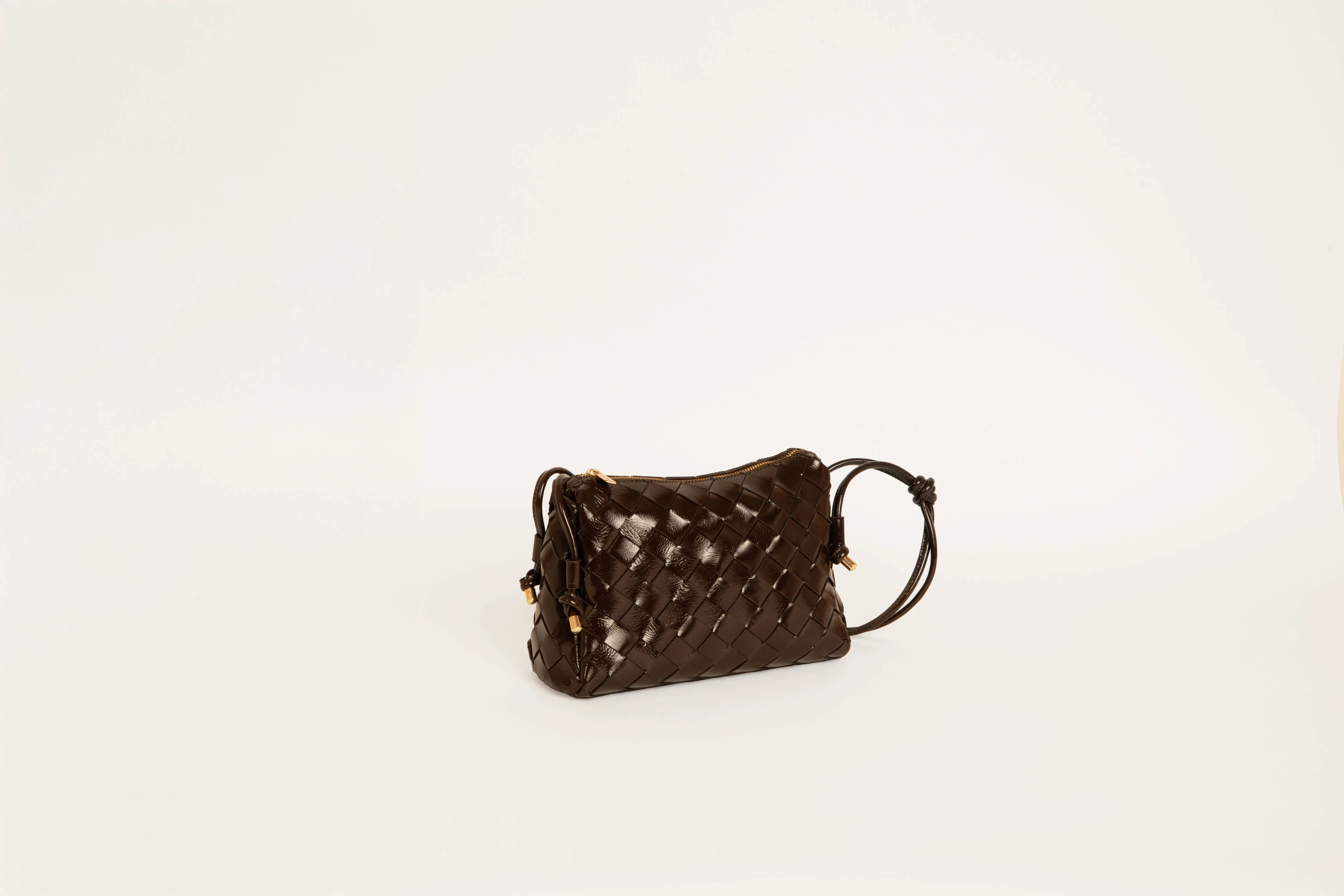SAC TRESSÉ CUIR VERNIS CHOCOLAT GEORGIA - Image 7