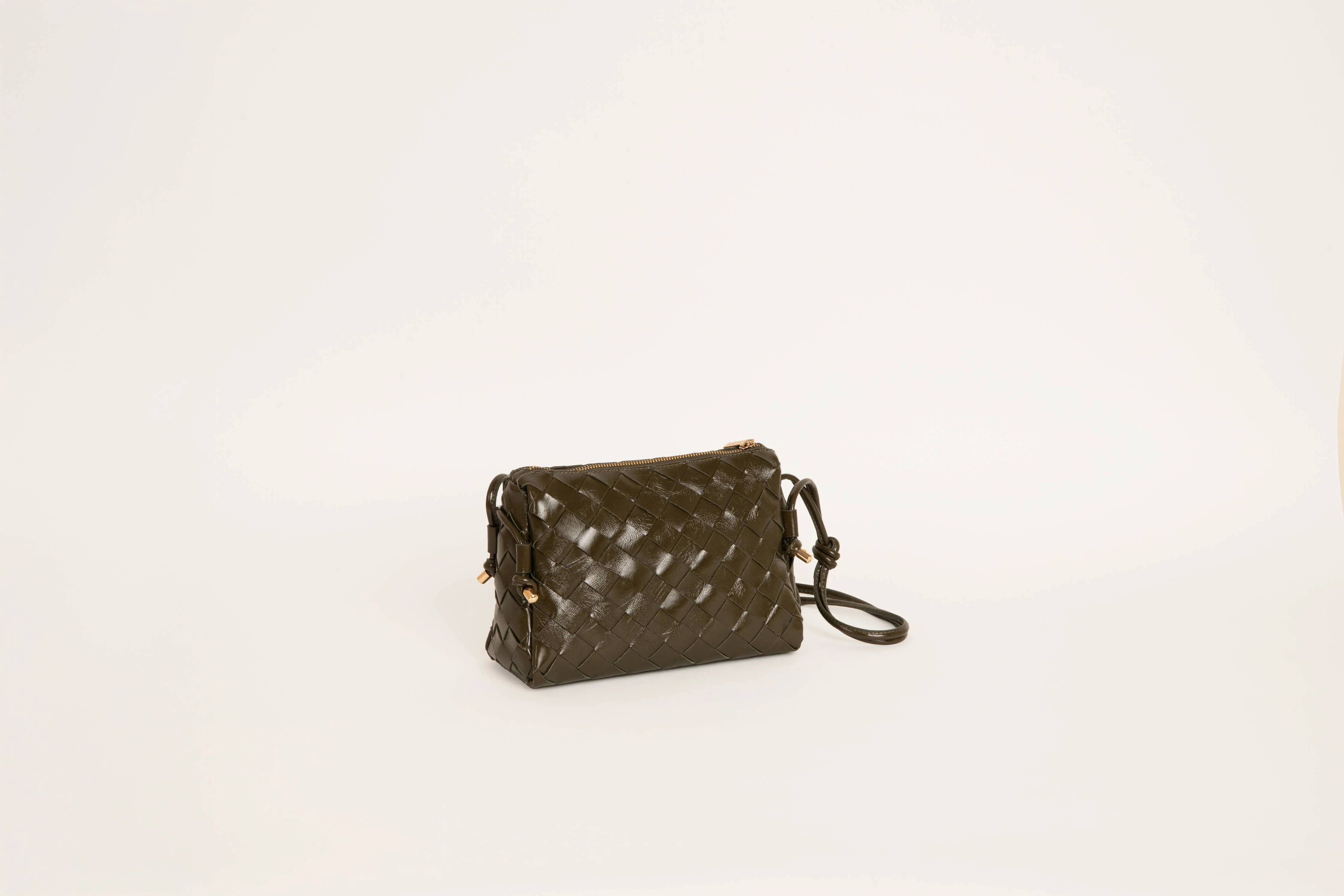 SAC TRESSÉ CUIR VERNIS KAKI GEORGIA - Image 6
