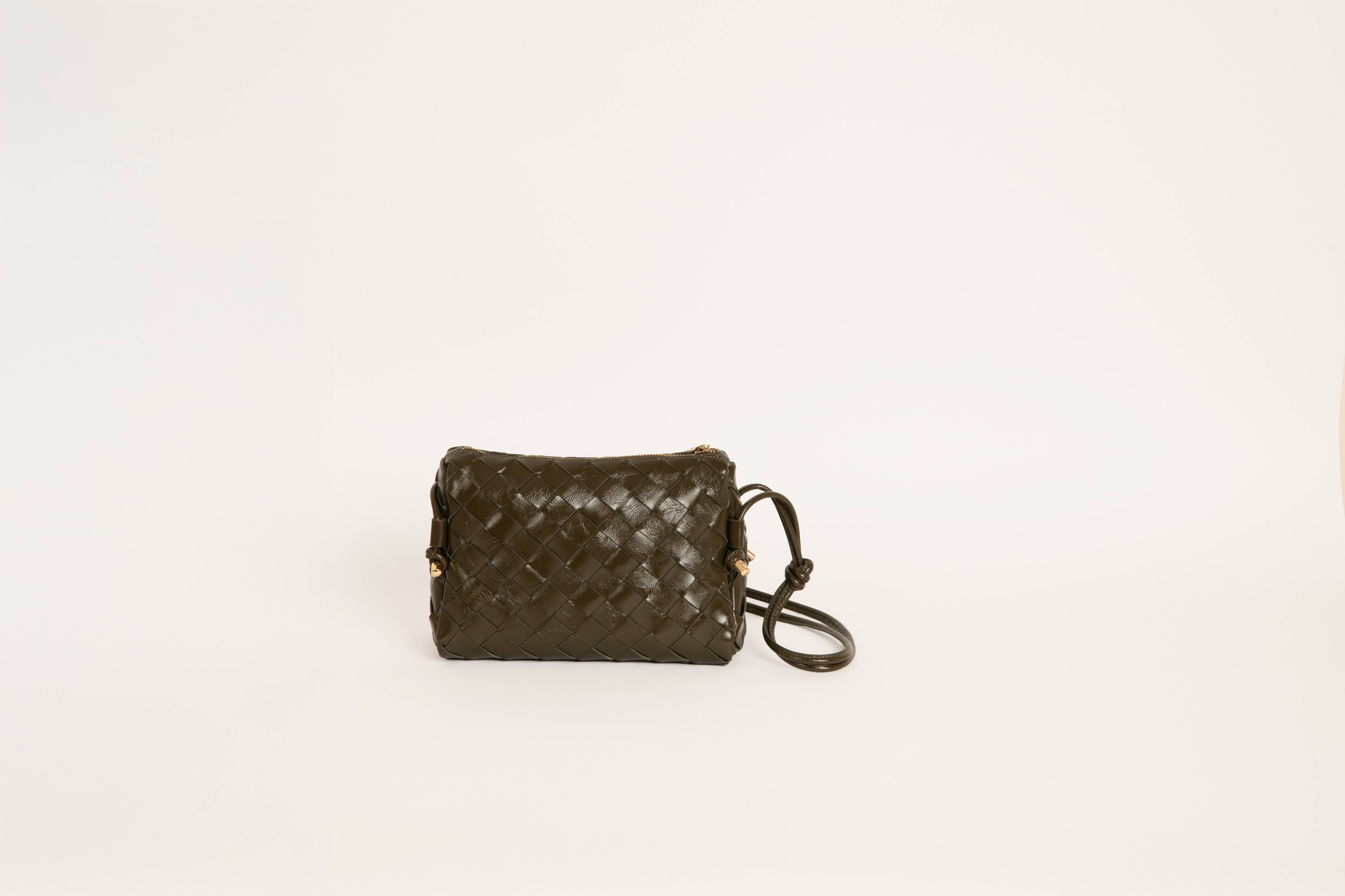 SAC TRESSÉ CUIR VERNIS KAKI GEORGIA - Image 7